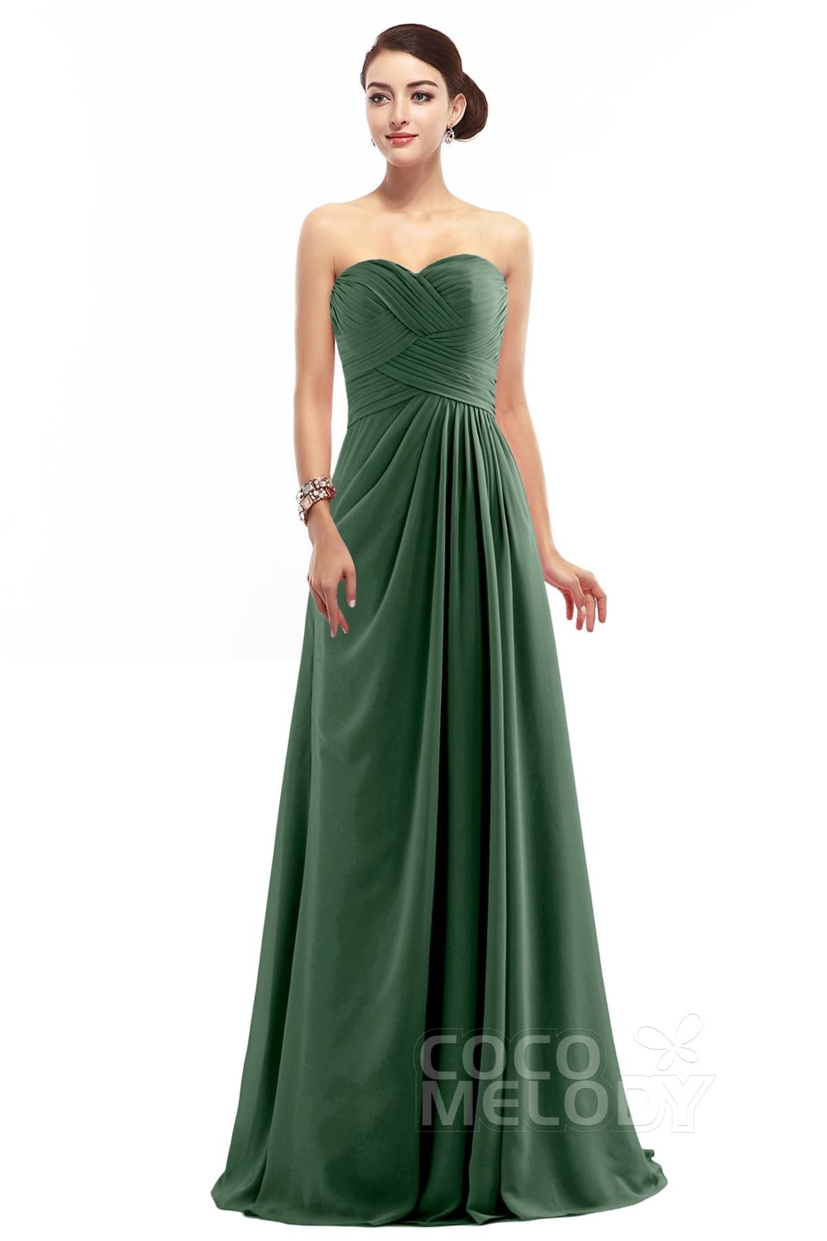 COCOMELODY Sheath Floor Length Chiffon Bridesmaid Dress COZF1401D 