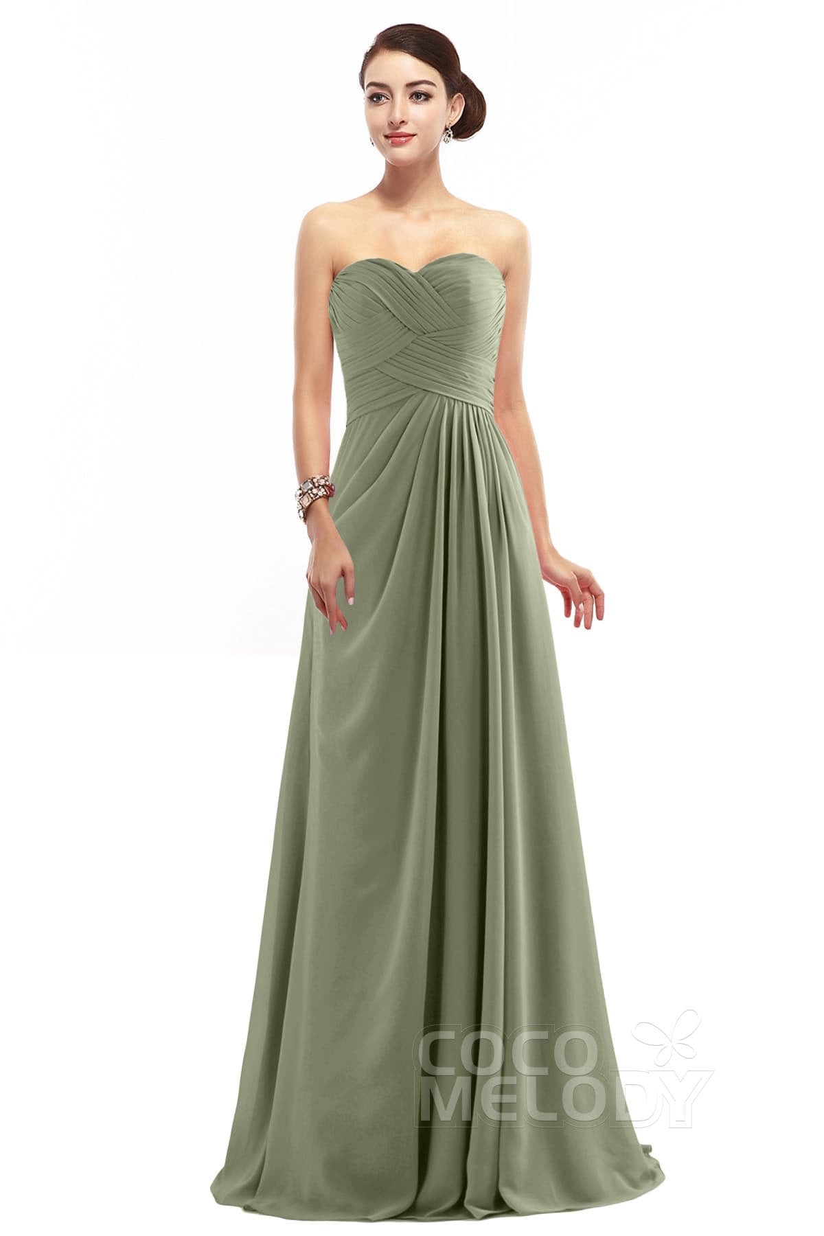 COCOMELODY Sheath Floor Length Chiffon Bridesmaid Dress COZF1401D 