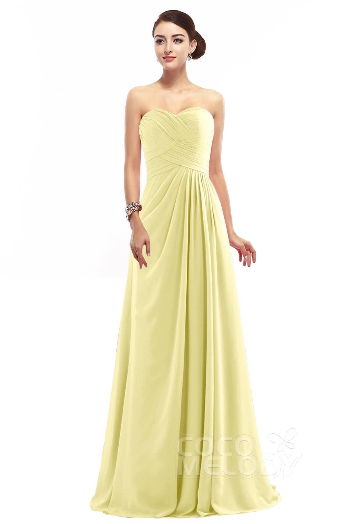 COCOMELODY Sheath Floor Length Chiffon Bridesmaid Dress COZF1401D 