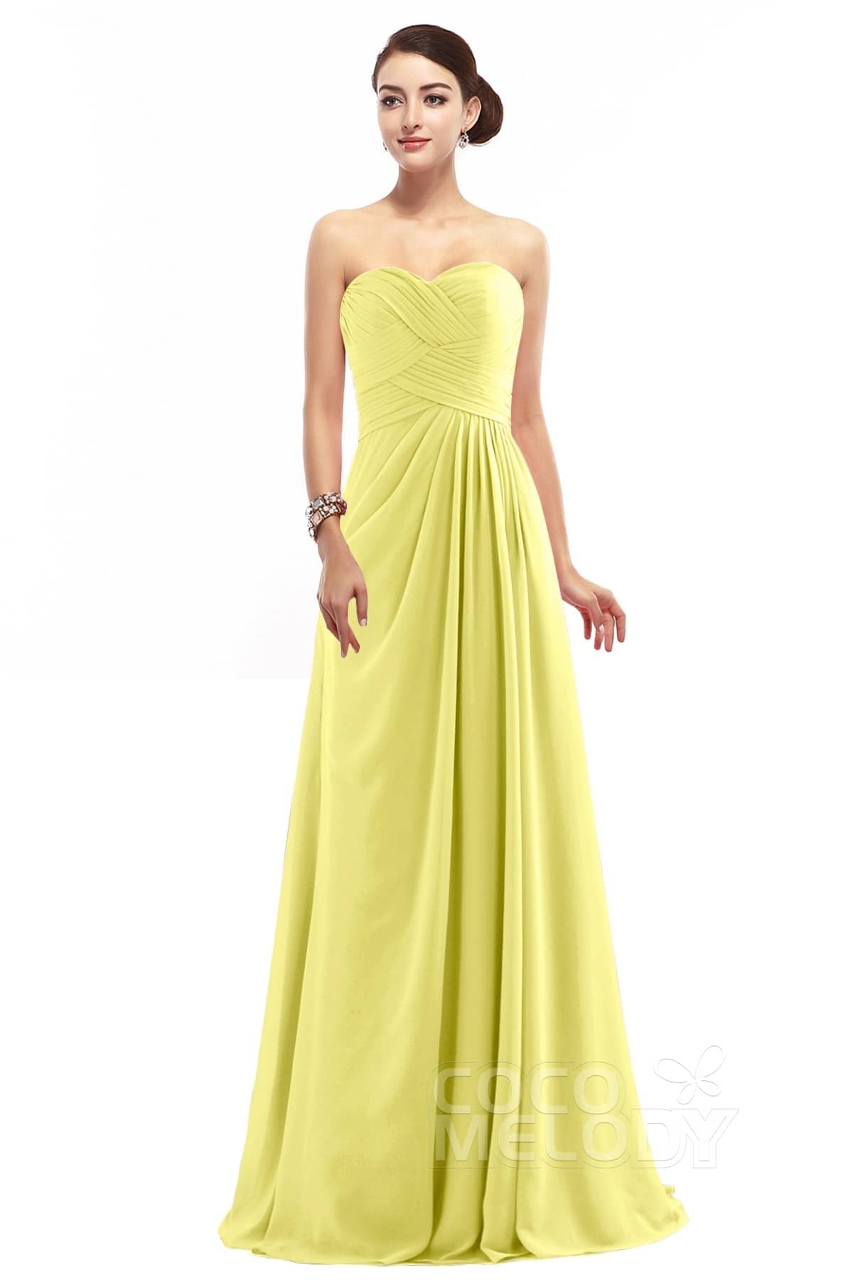 COCOMELODY Sheath Floor Length Chiffon Bridesmaid Dress COZF1401D 