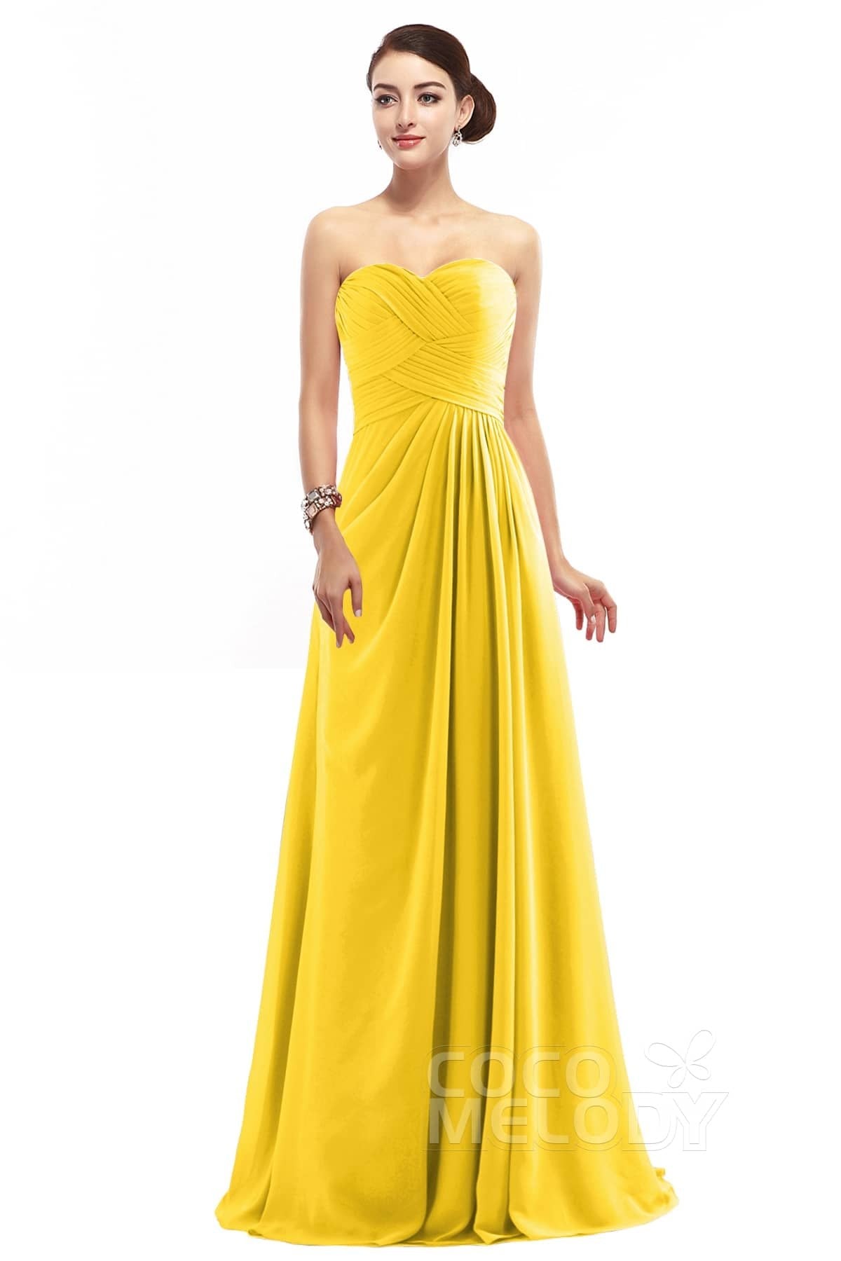 COCOMELODY Sheath Floor Length Chiffon Bridesmaid Dress COZF1401D 