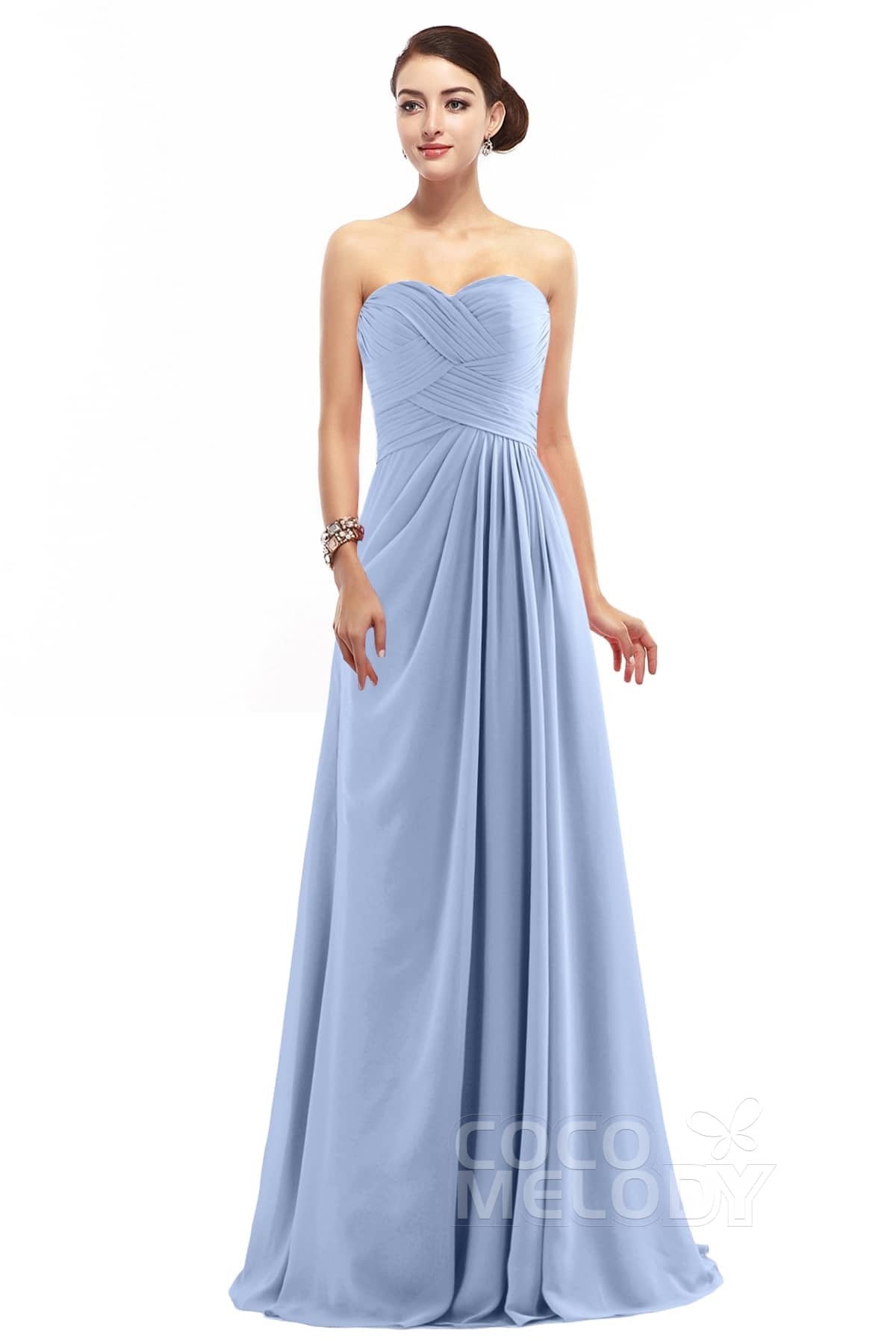 COCOMELODY Sheath Floor Length Chiffon Bridesmaid Dress COZF1401D 