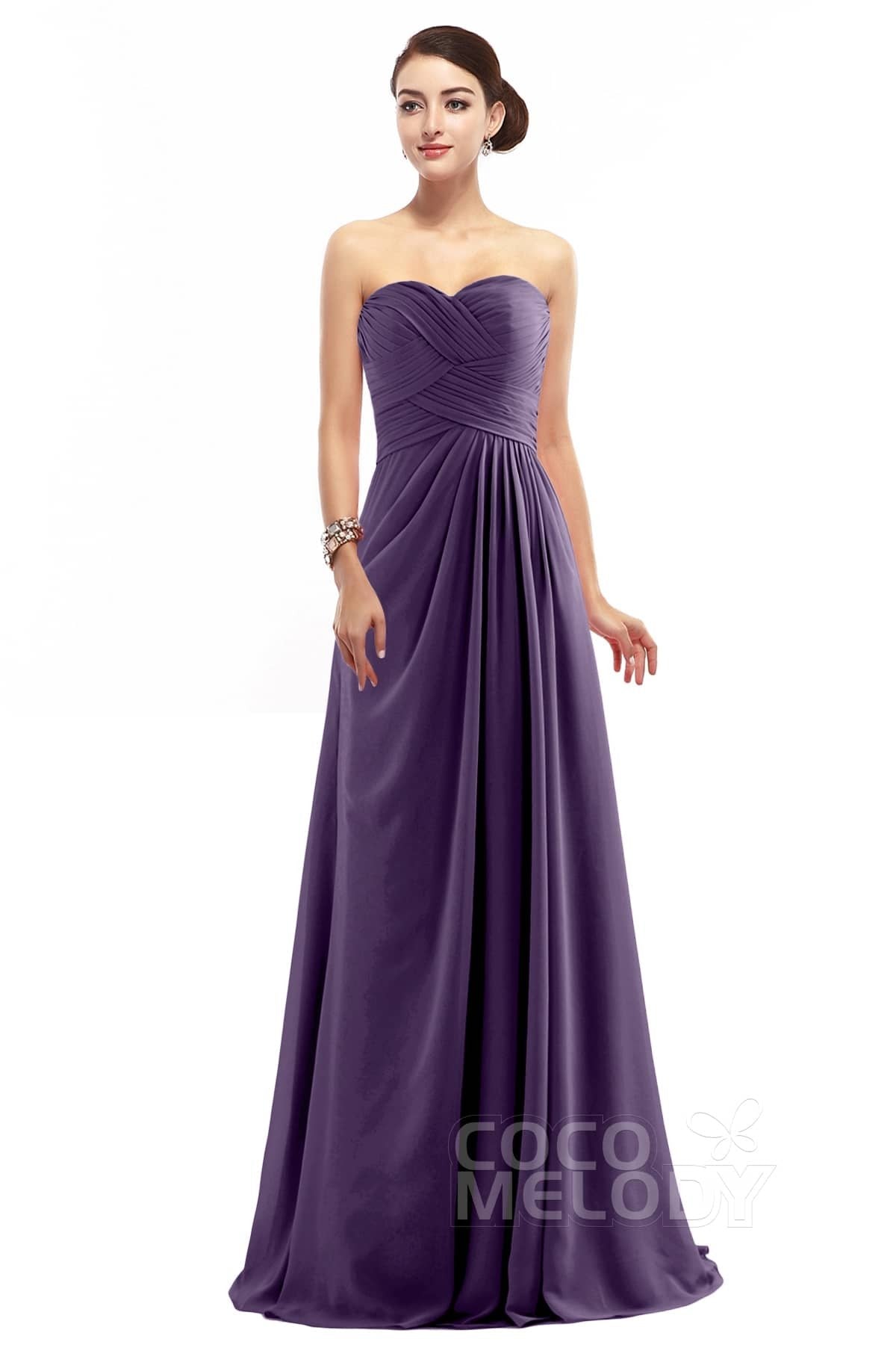 COCOMELODY Sheath Floor Length Chiffon Bridesmaid Dress COZF1401D 