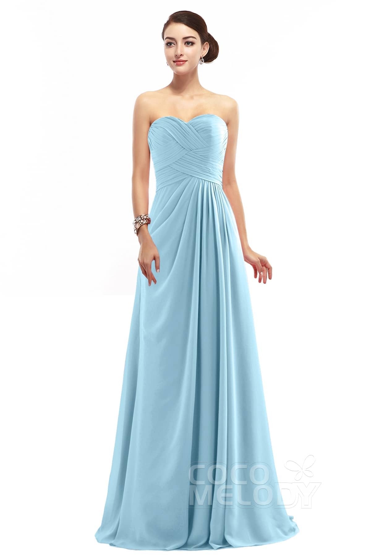 COCOMELODY Sheath Floor Length Chiffon Bridesmaid Dress COZF1401D 