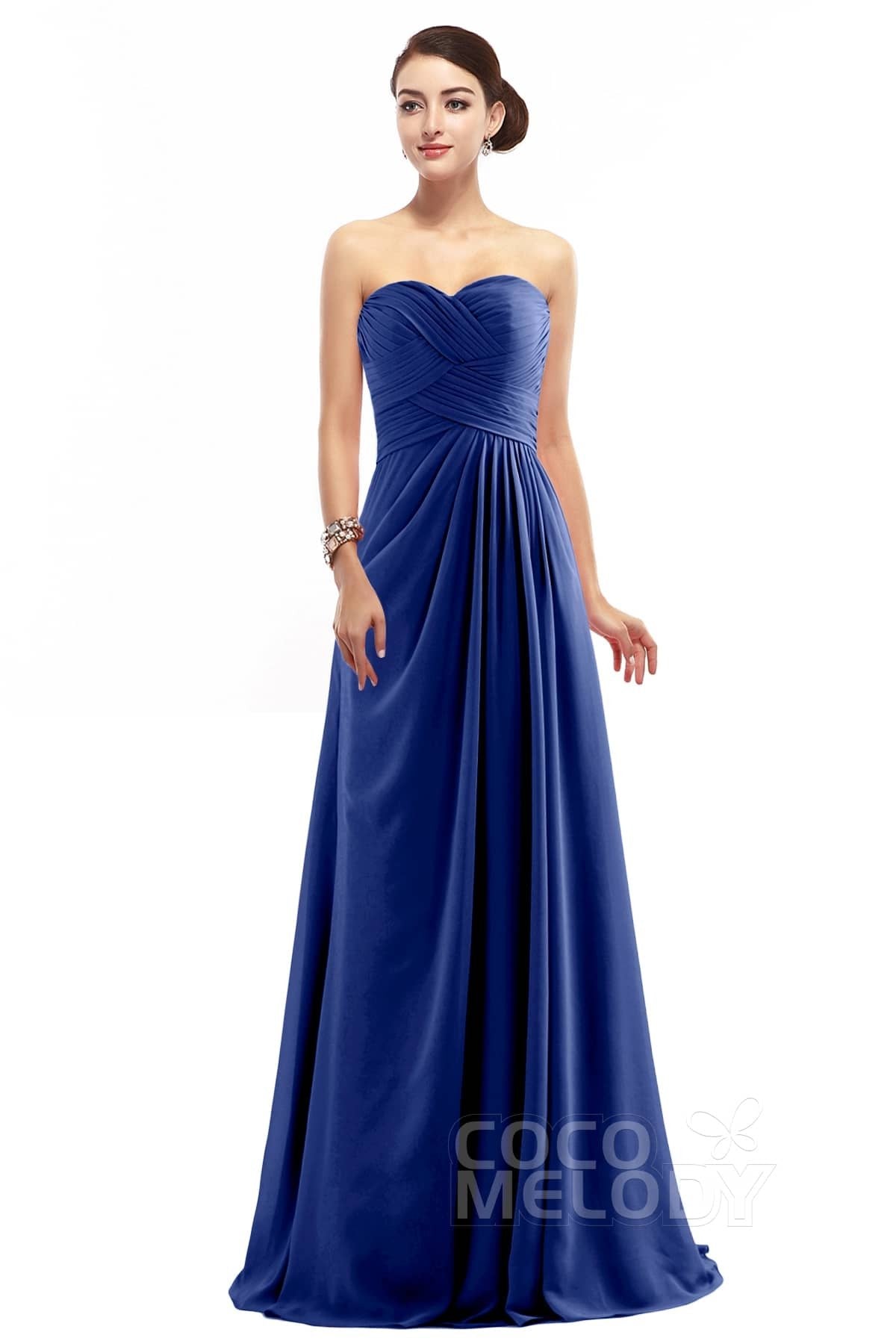 COCOMELODY Sheath Floor Length Chiffon Bridesmaid Dress COZF1401D 