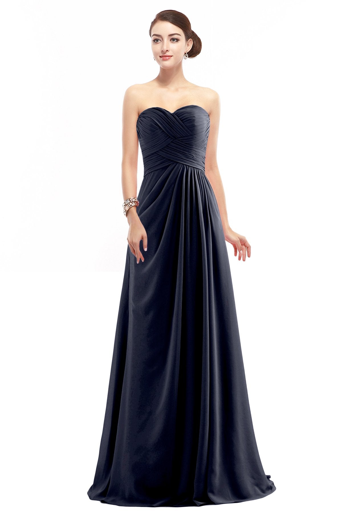 COCOMELODY Sheath Floor Length Chiffon Bridesmaid Dress COZF1401D 