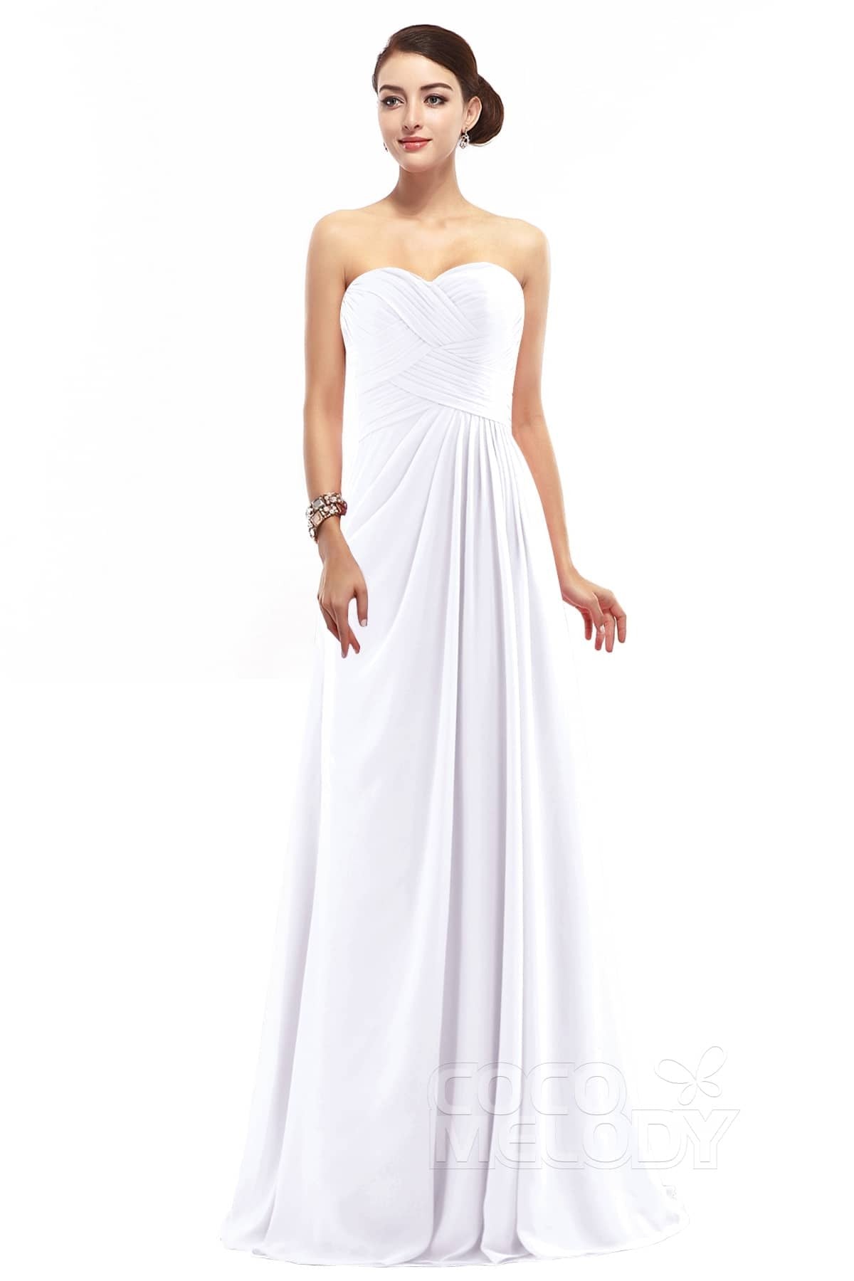 COCOMELODY Sheath Floor Length Chiffon Bridesmaid Dress COZF1401D 