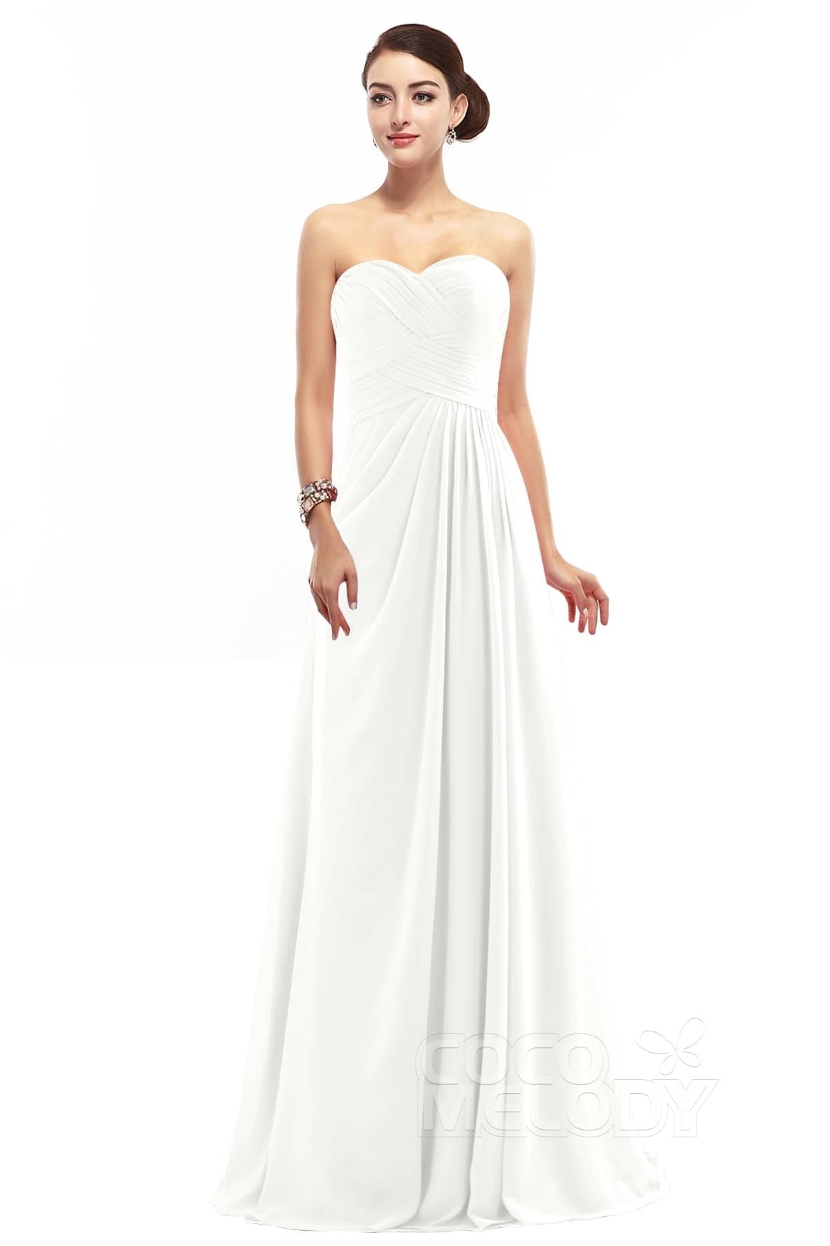 COCOMELODY Sheath Floor Length Chiffon Bridesmaid Dress COZF1401D 