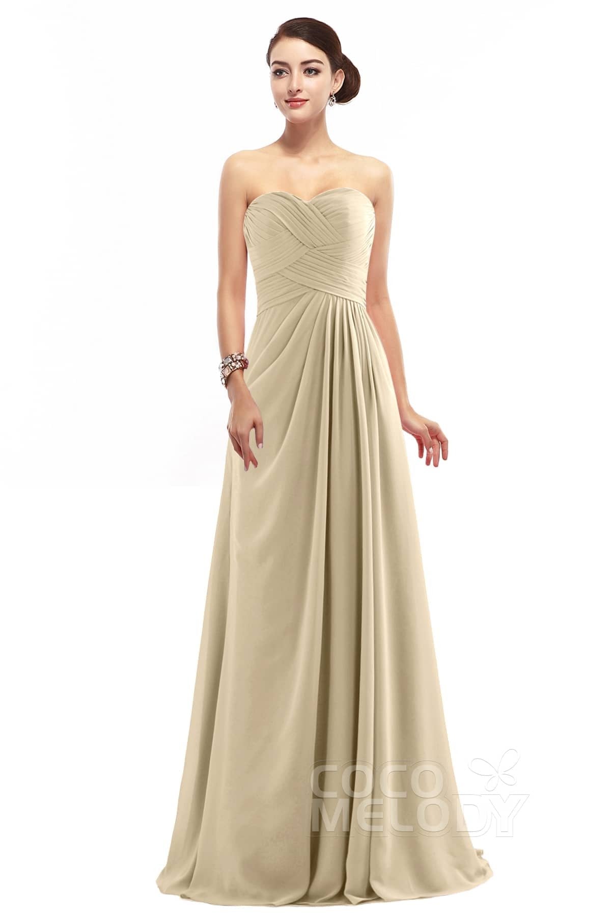 COCOMELODY Sheath Floor Length Chiffon Bridesmaid Dress COZF1401D 