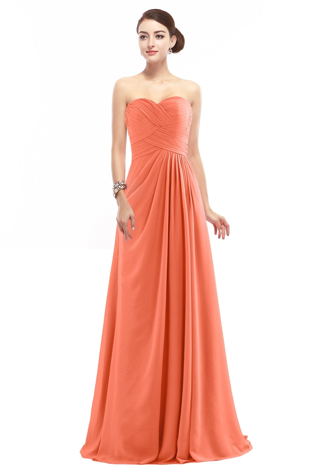 COCOMELODY Sheath Floor Length Chiffon Bridesmaid Dress COZF1401D 