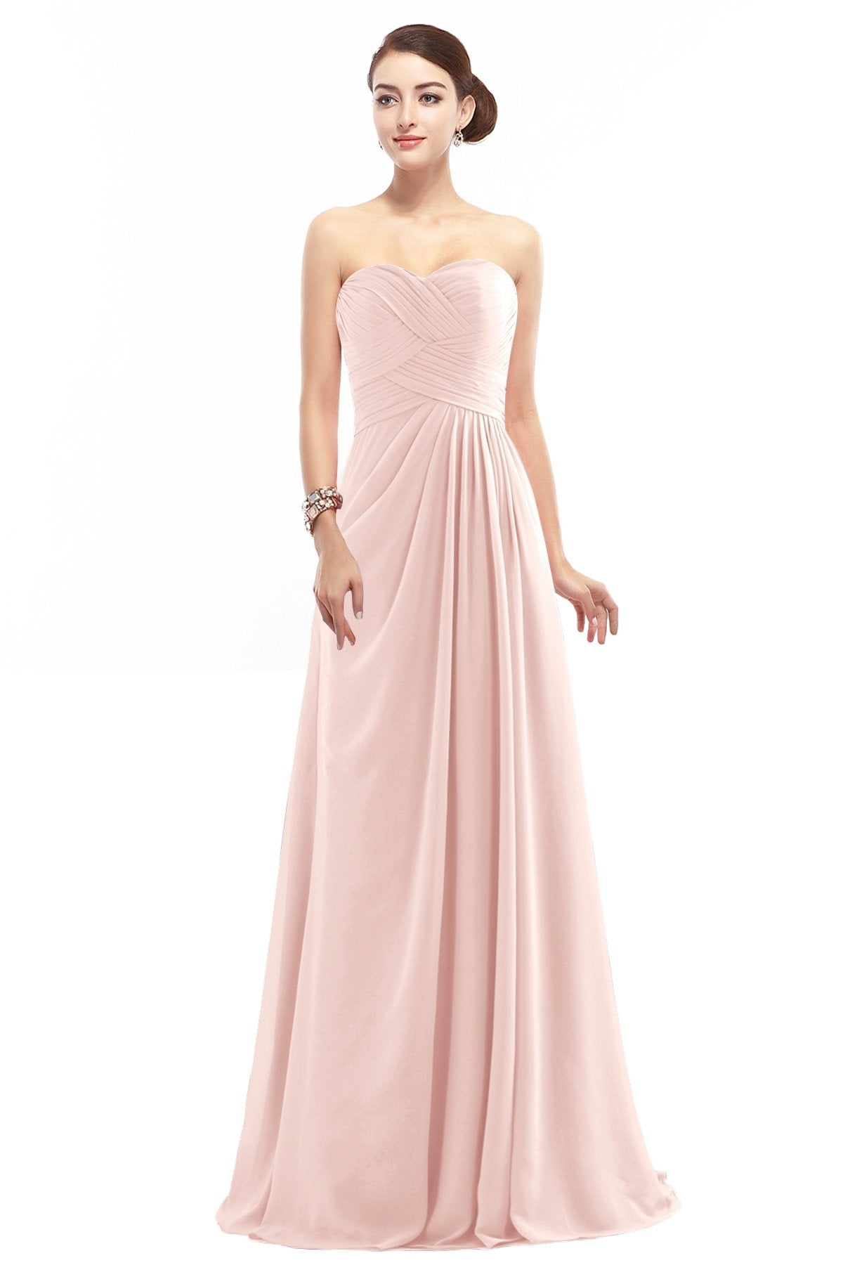 COCOMELODY Sheath Floor Length Chiffon Bridesmaid Dress COZF1401D 