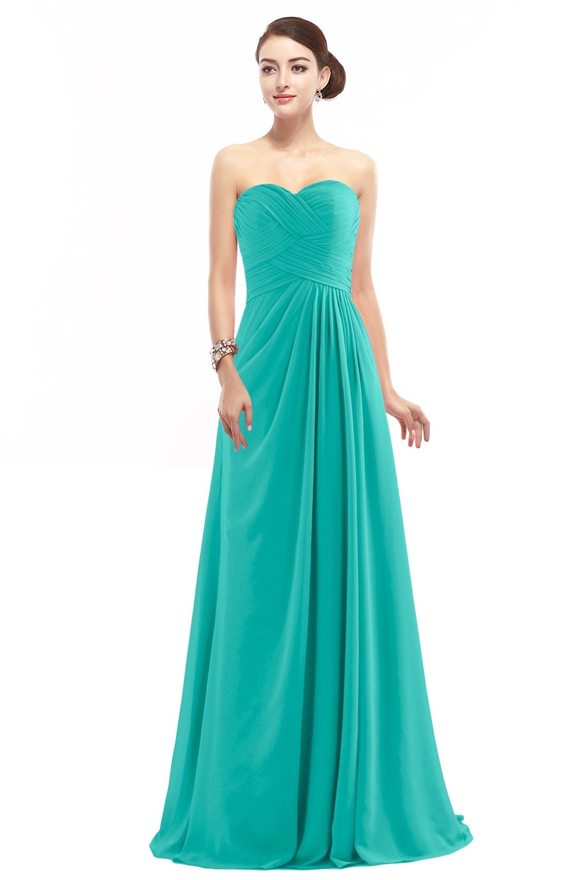 COCOMELODY Sheath Floor Length Chiffon Bridesmaid Dress COZF1401D 