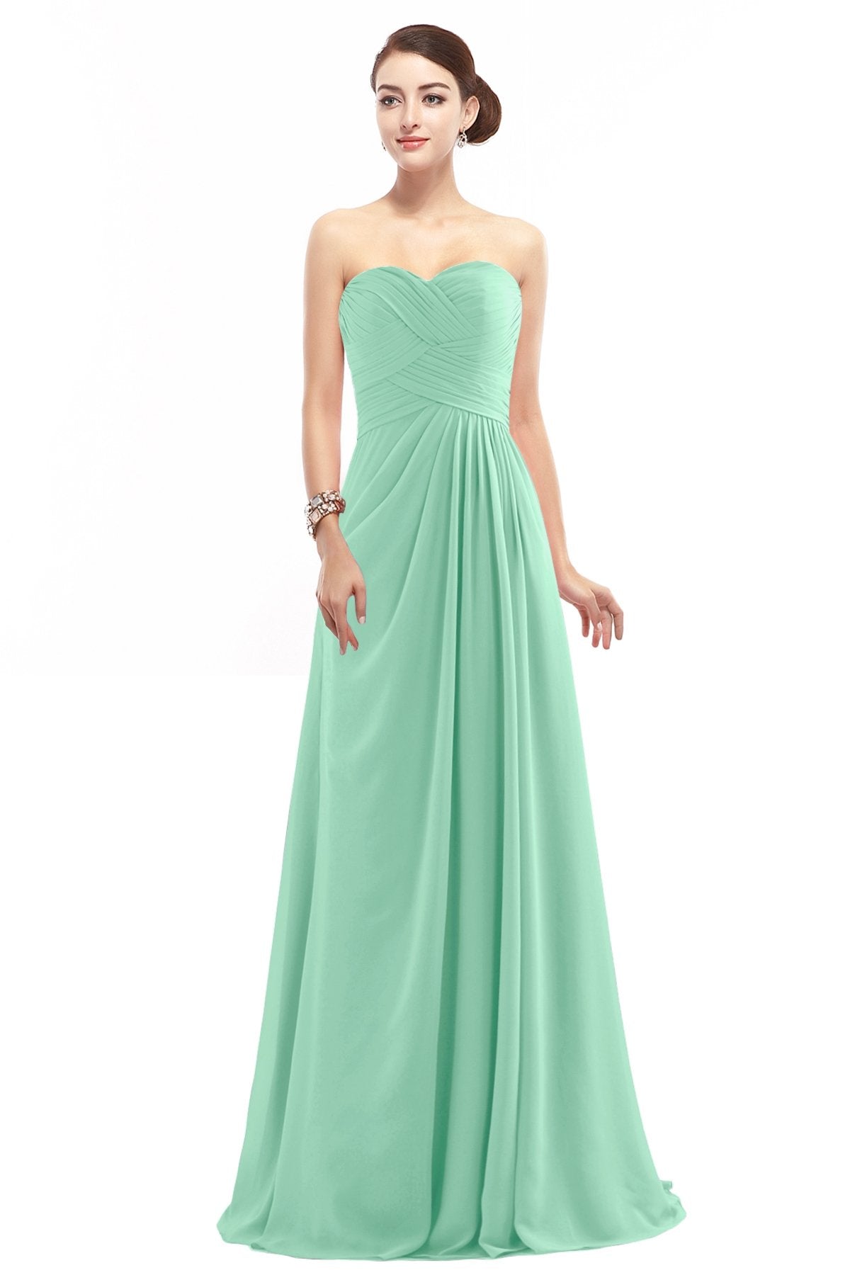 COCOMELODY Sheath Floor Length Chiffon Bridesmaid Dress COZF1401D 