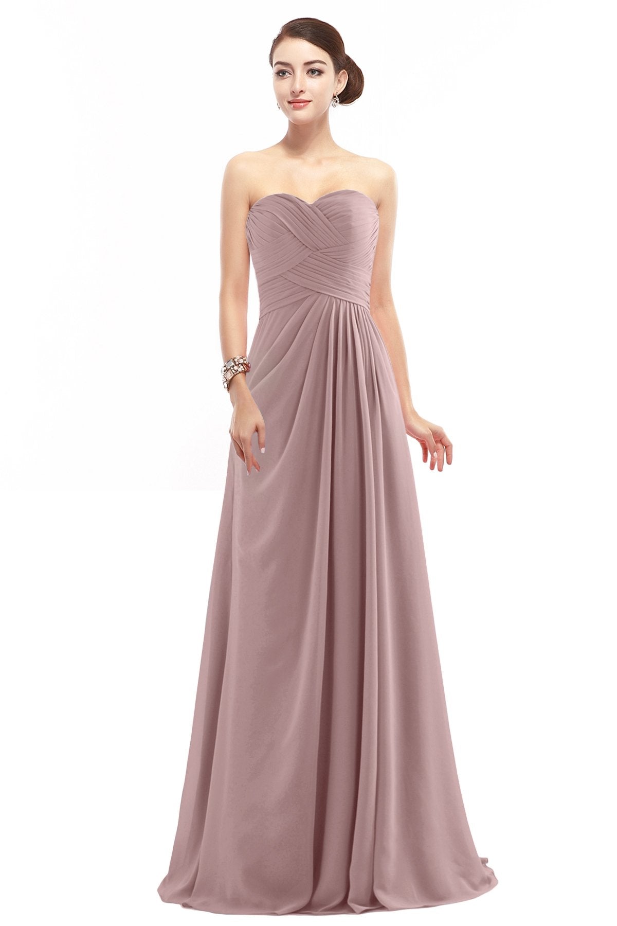 COCOMELODY Sheath Floor Length Chiffon Bridesmaid Dress COZF1401D 