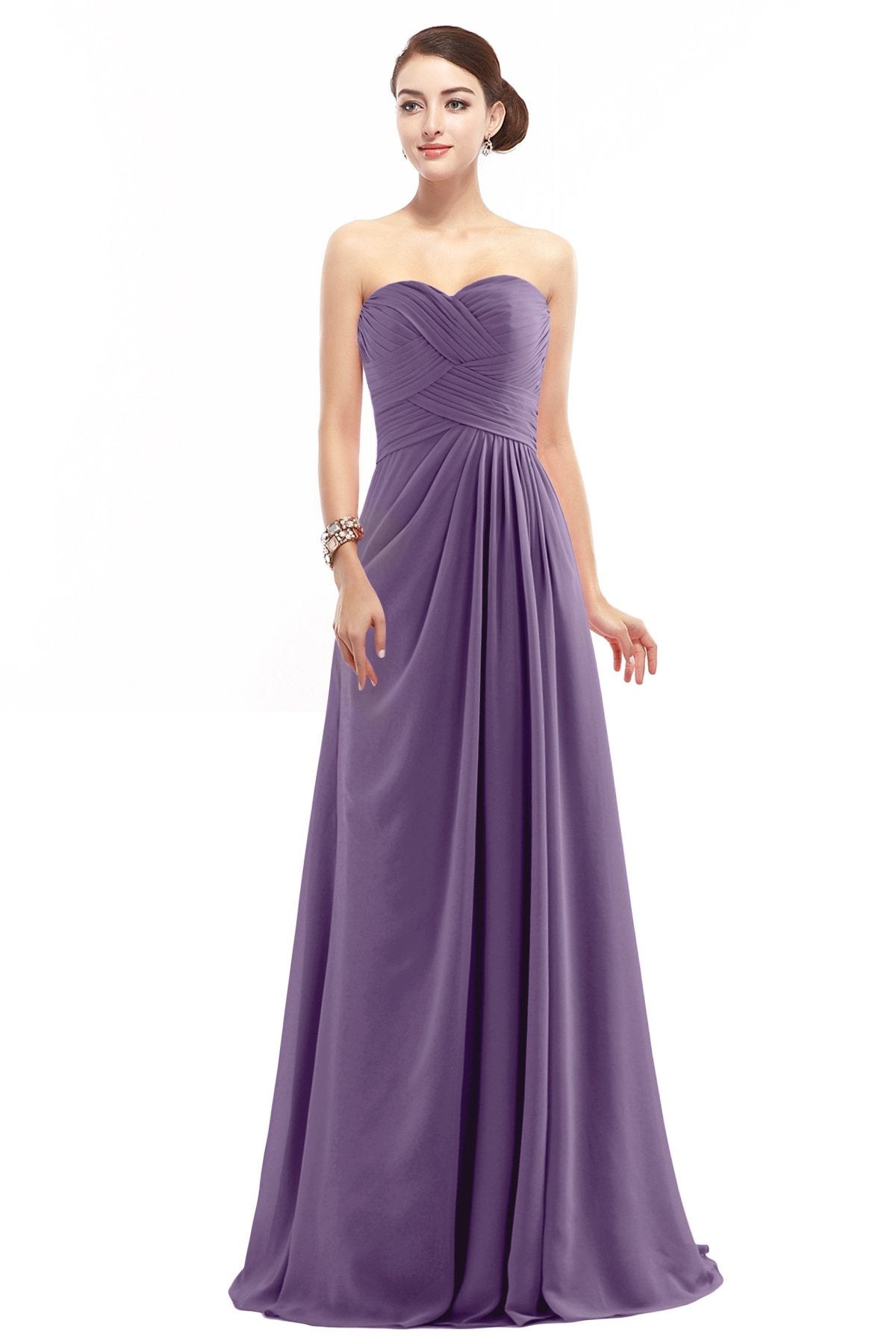 COCOMELODY Sheath Floor Length Chiffon Bridesmaid Dress COZF1401D 