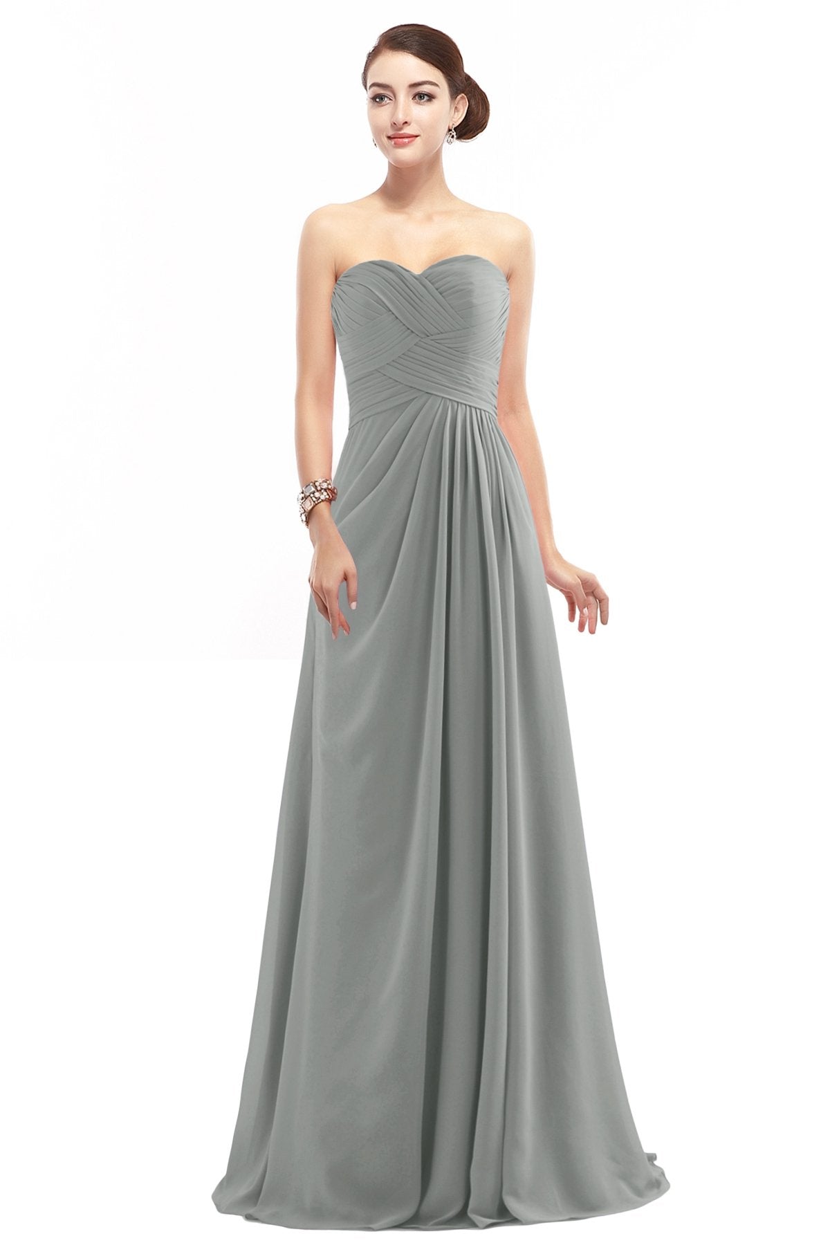 COCOMELODY Sheath Floor Length Chiffon Bridesmaid Dress COZF1401D 