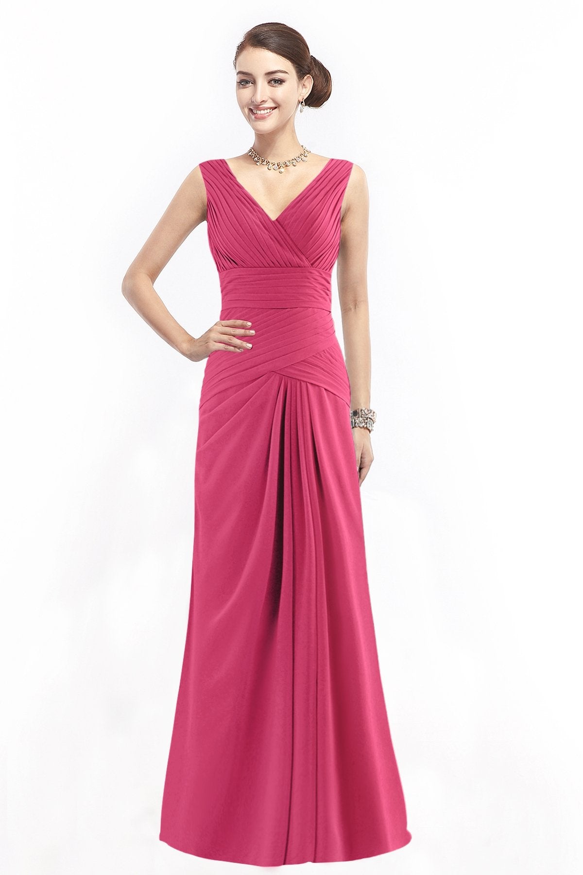 COCOMELODY Sheath Floor Length Chiffon Bridesmaid Dress COZF1401E 