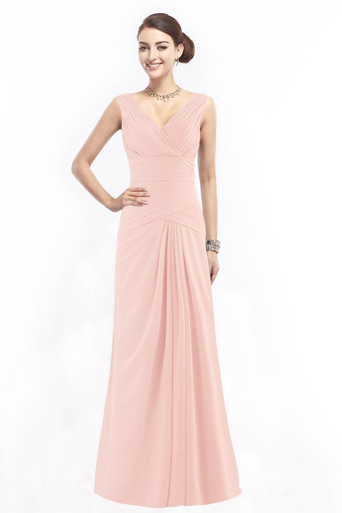 COCOMELODY Sheath Floor Length Chiffon Bridesmaid Dress COZF1401E 