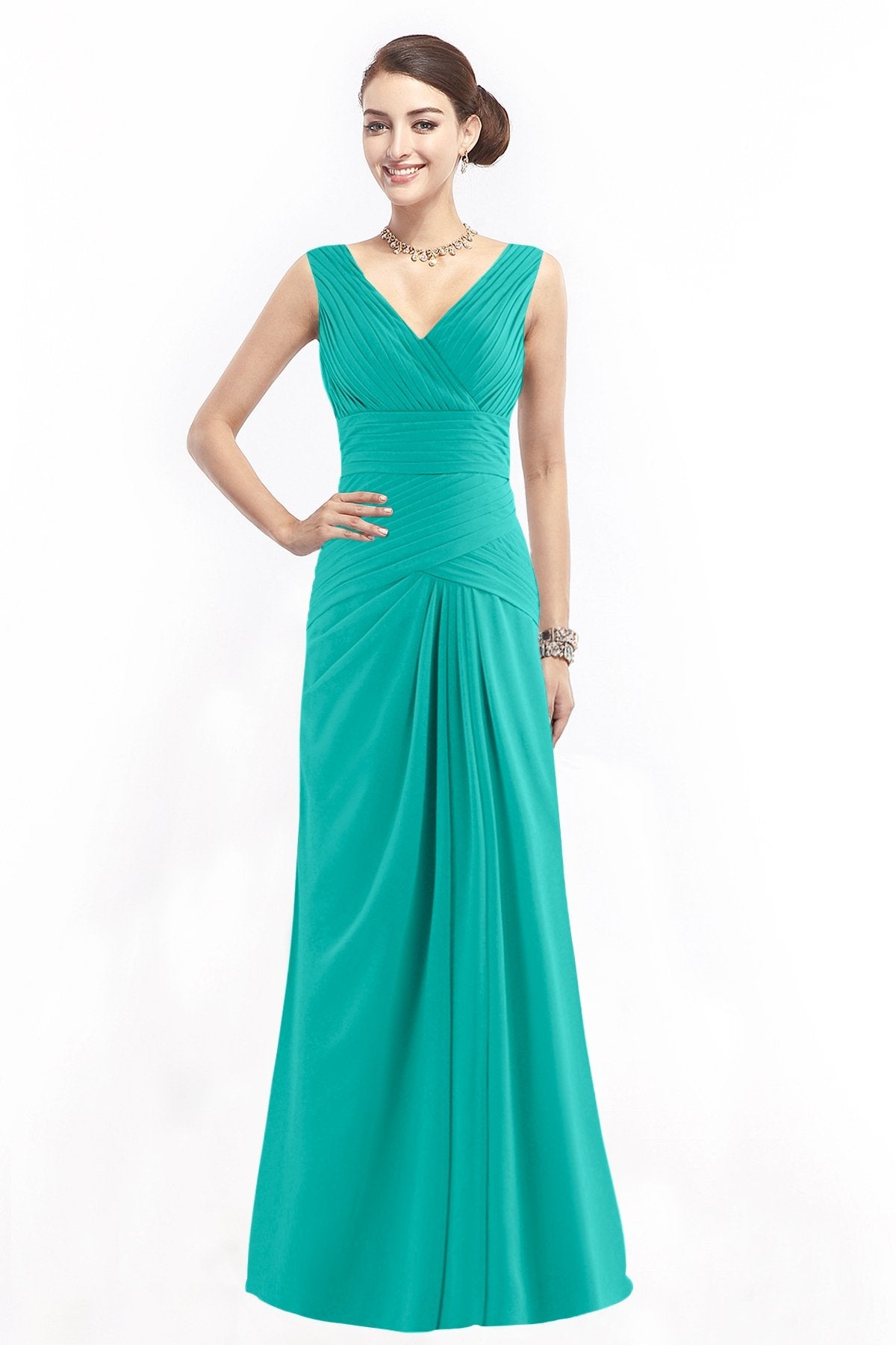 COCOMELODY Sheath Floor Length Chiffon Bridesmaid Dress COZF1401E 