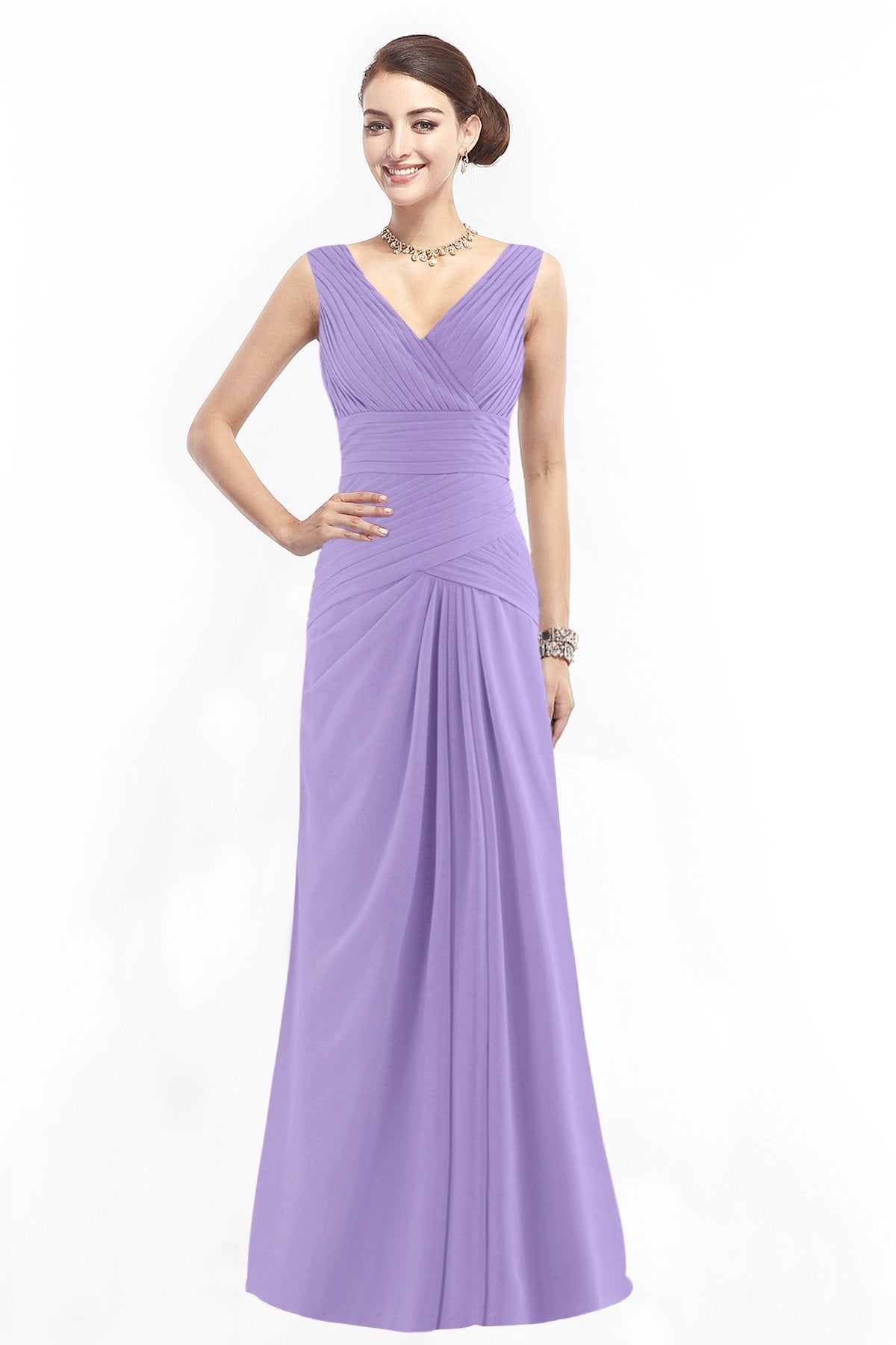 COCOMELODY Sheath Floor Length Chiffon Bridesmaid Dress COZF1401E 