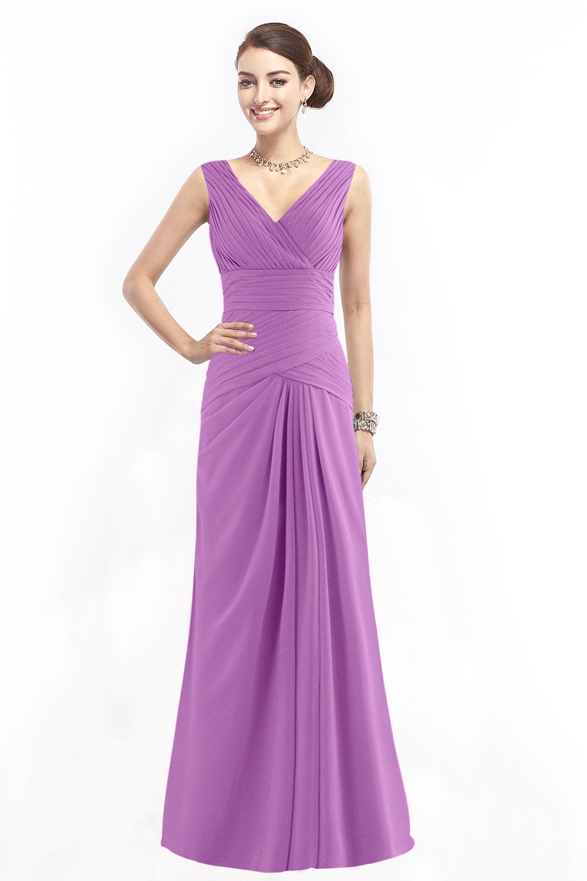 COCOMELODY Sheath Floor Length Chiffon Bridesmaid Dress COZF1401E 