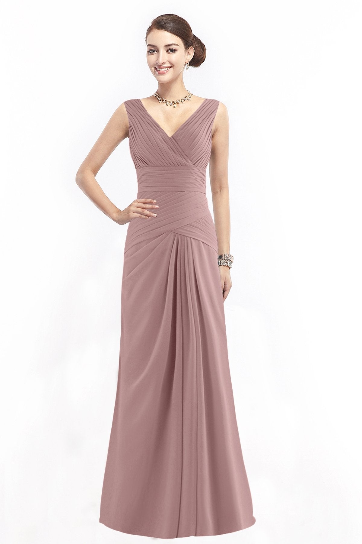 COCOMELODY Sheath Floor Length Chiffon Bridesmaid Dress COZF1401E 