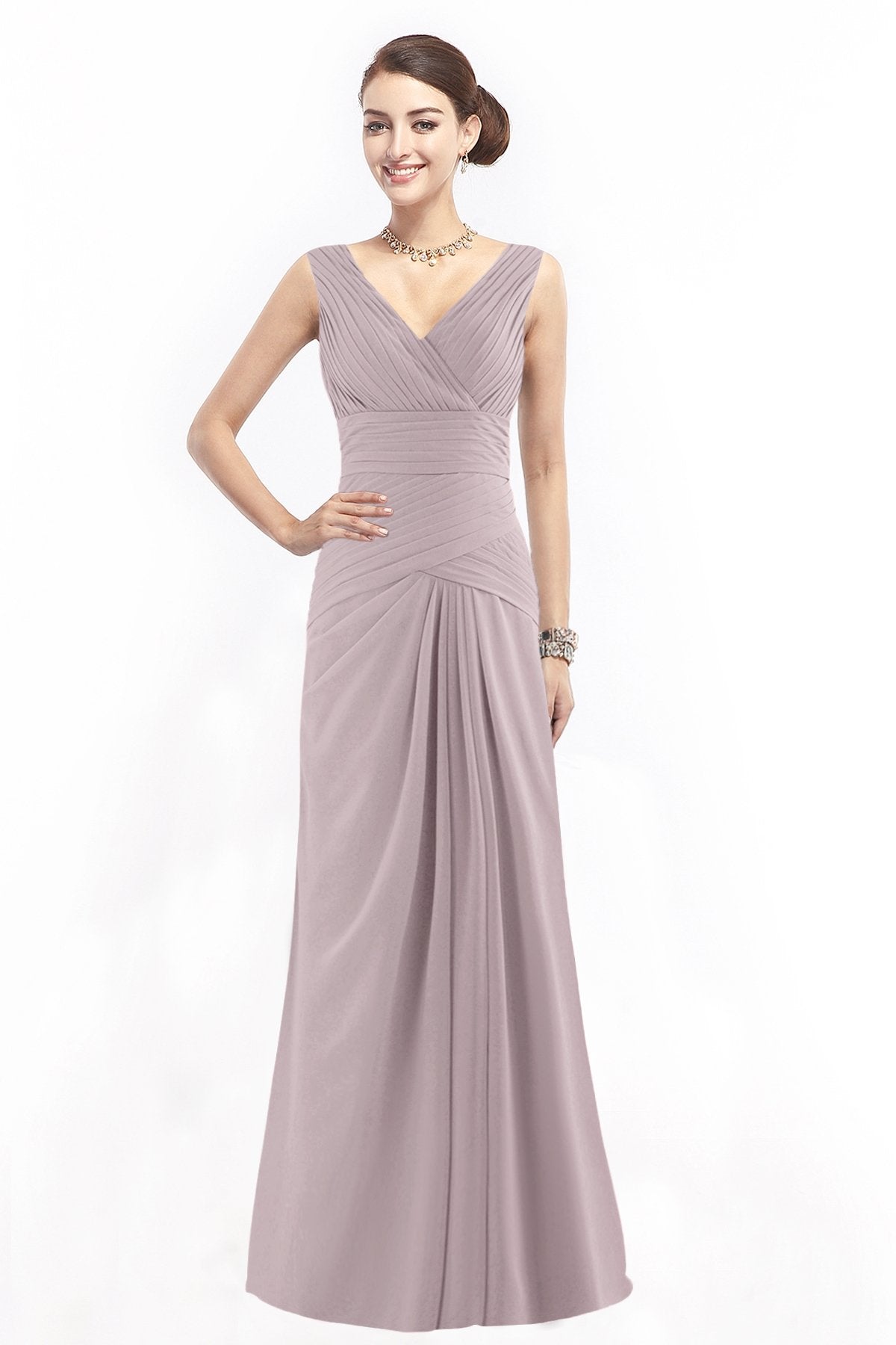 COCOMELODY Sheath Floor Length Chiffon Bridesmaid Dress COZF1401E 