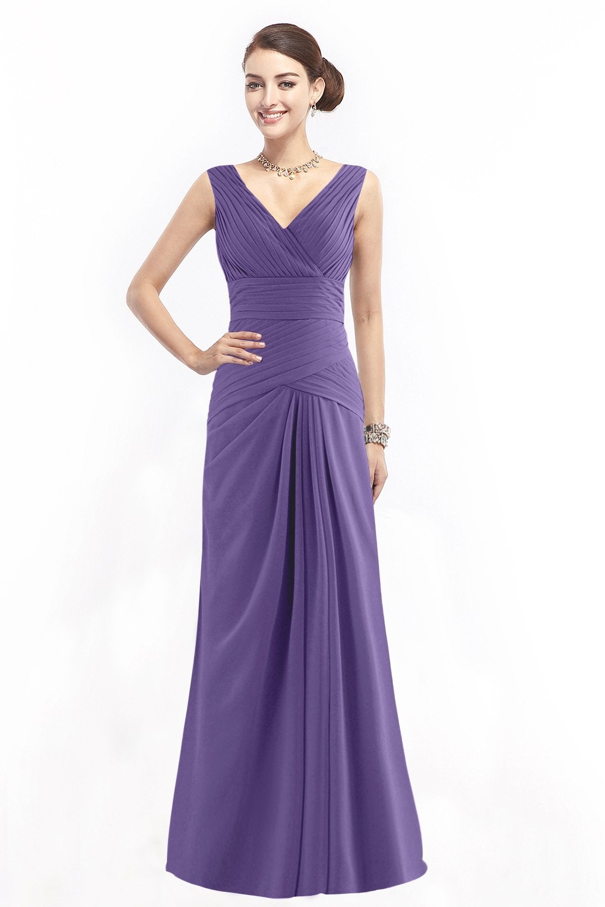 COCOMELODY Sheath Floor Length Chiffon Bridesmaid Dress COZF1401E 