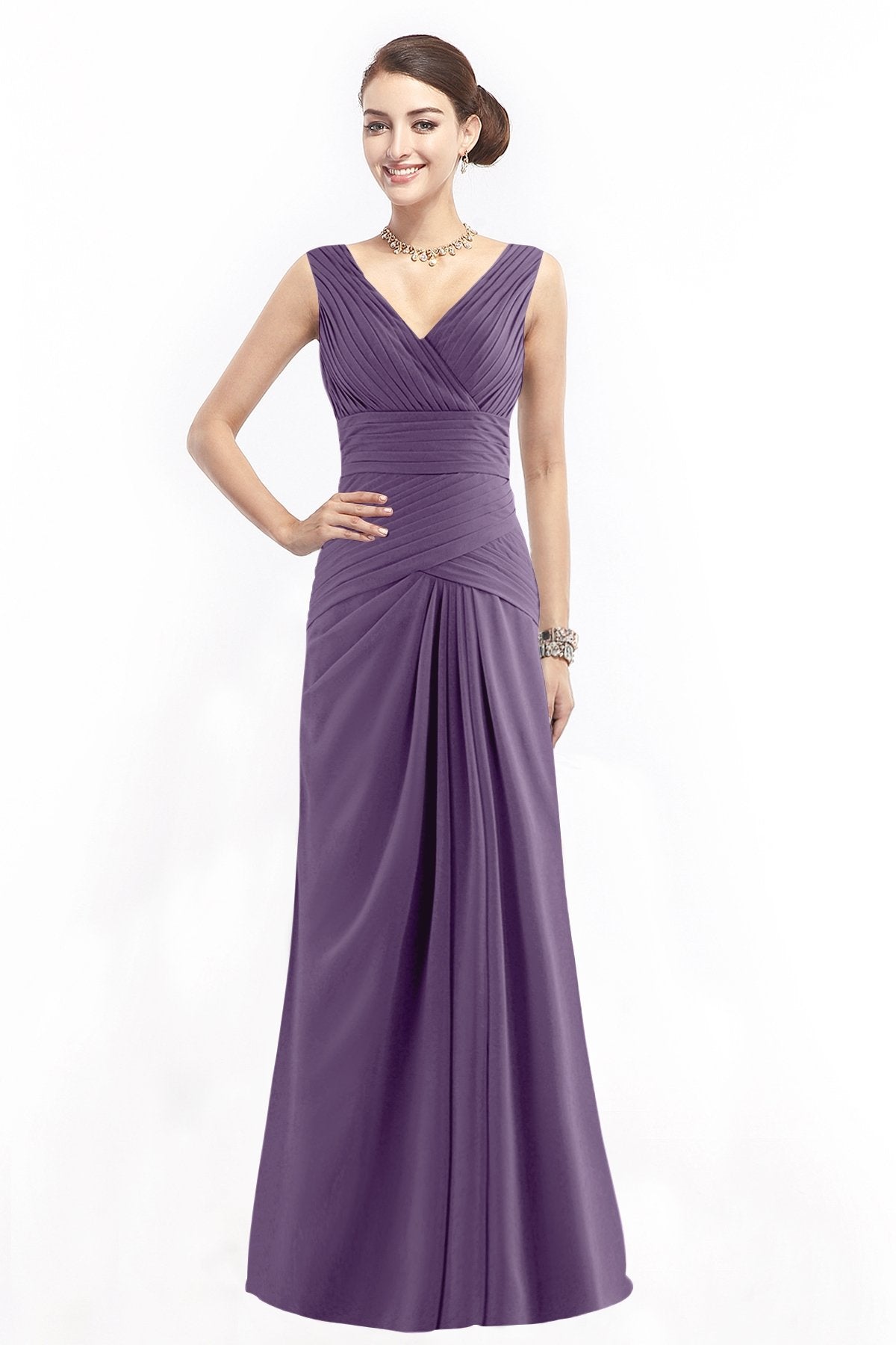 COCOMELODY Sheath Floor Length Chiffon Bridesmaid Dress COZF1401E 