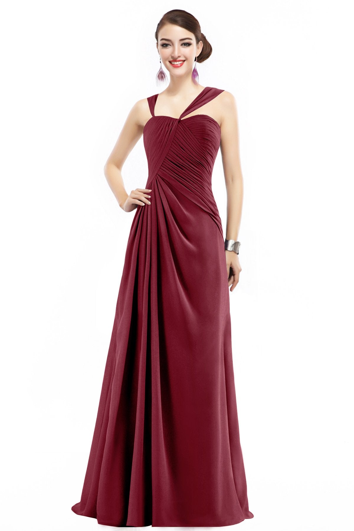 COCOMELODY Sheath Floor Length Chiffon Bridesmaid Dress COZF1401F 