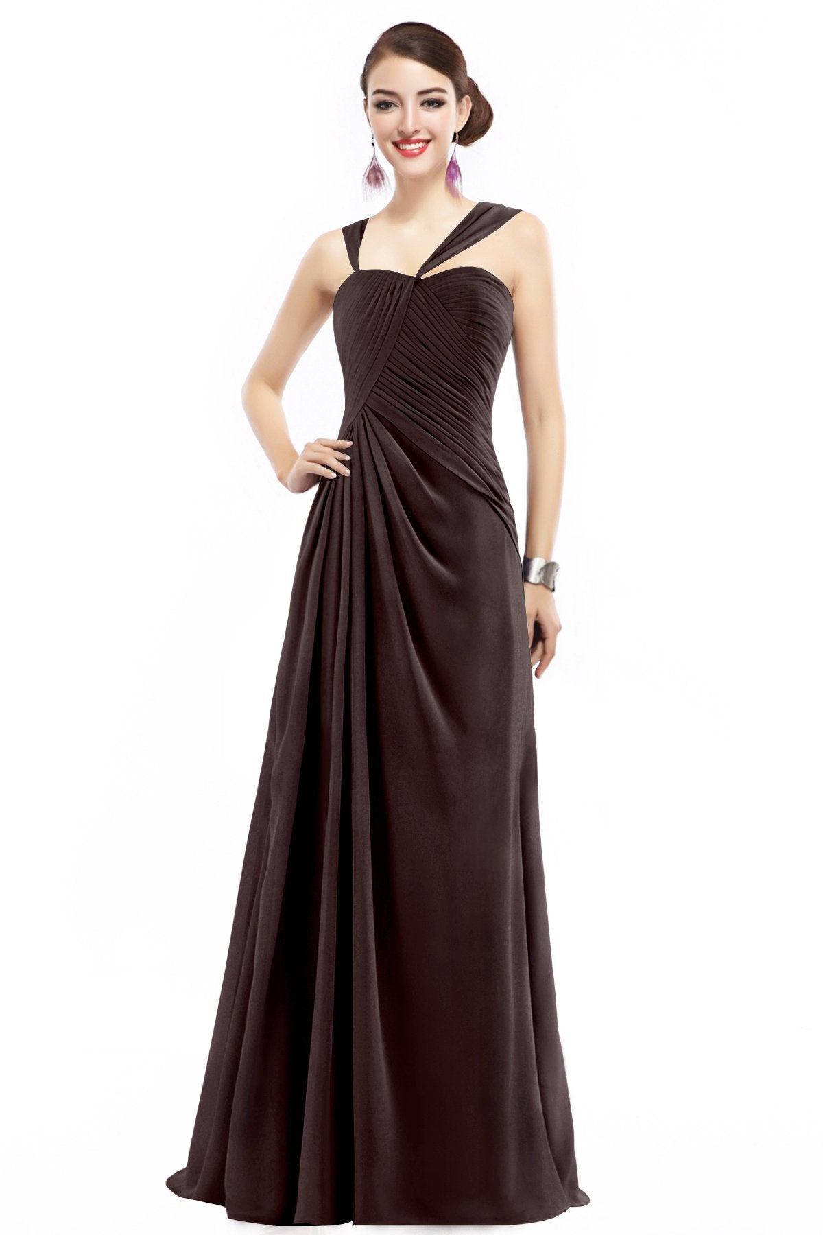 COCOMELODY Sheath Floor Length Chiffon Bridesmaid Dress COZF1401F 