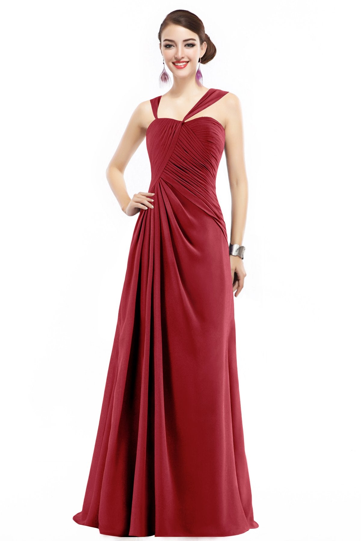 COCOMELODY Sheath Floor Length Chiffon Bridesmaid Dress COZF1401F 