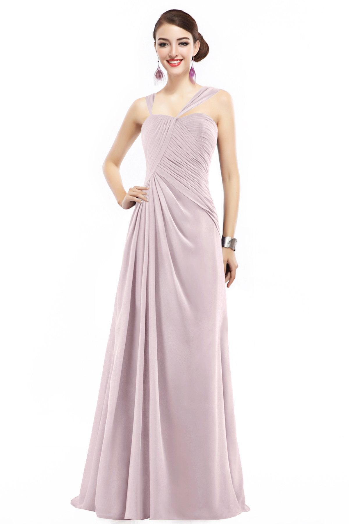 COCOMELODY Sheath Floor Length Chiffon Bridesmaid Dress COZF1401F 