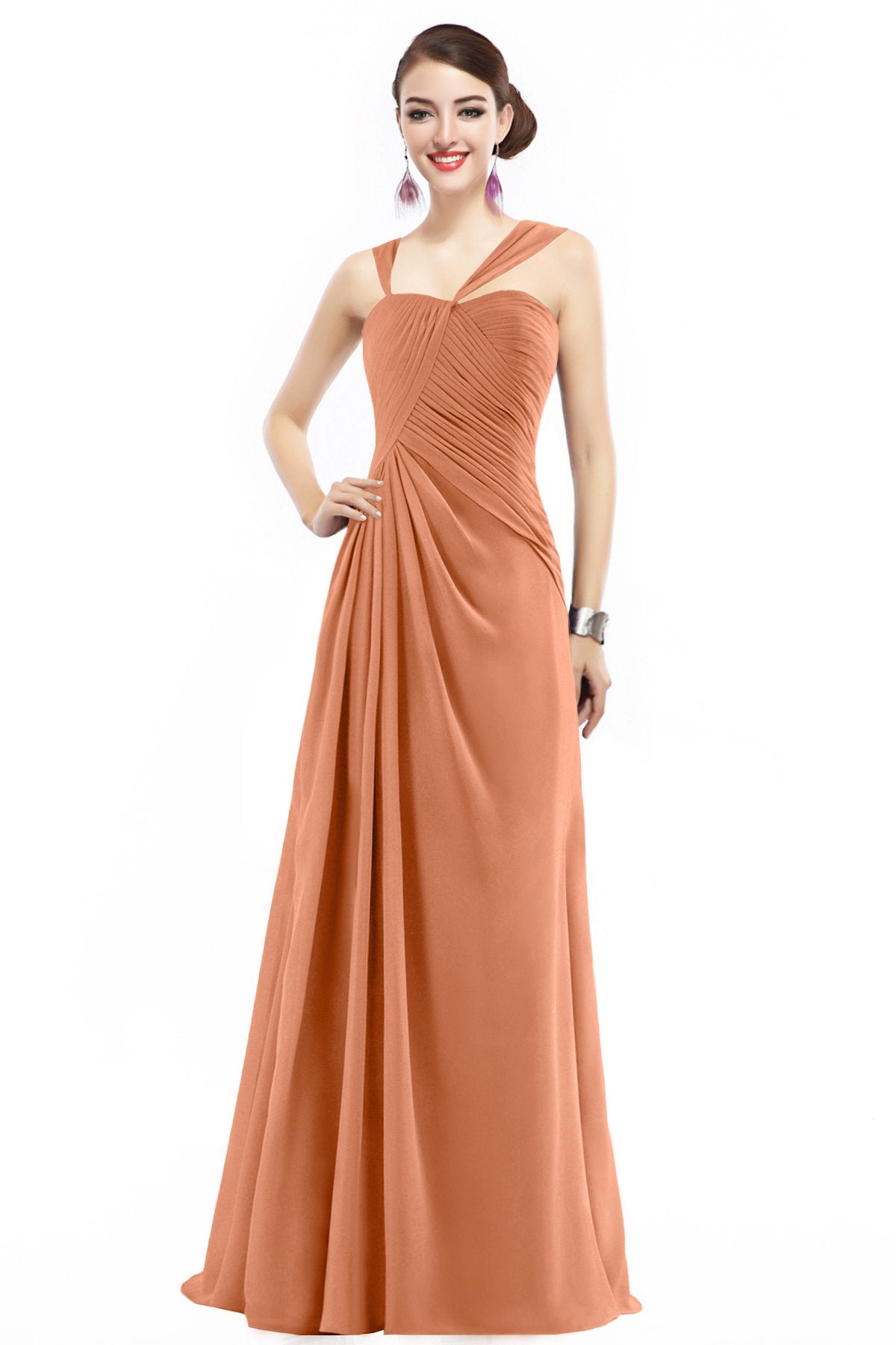 COCOMELODY Sheath Floor Length Chiffon Bridesmaid Dress COZF1401F 