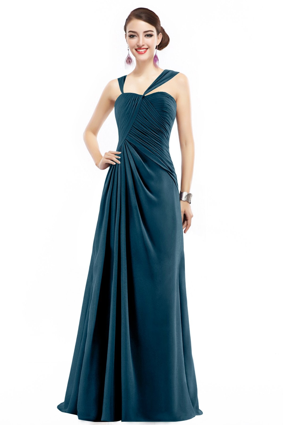 COCOMELODY Sheath Floor Length Chiffon Bridesmaid Dress COZF1401F 