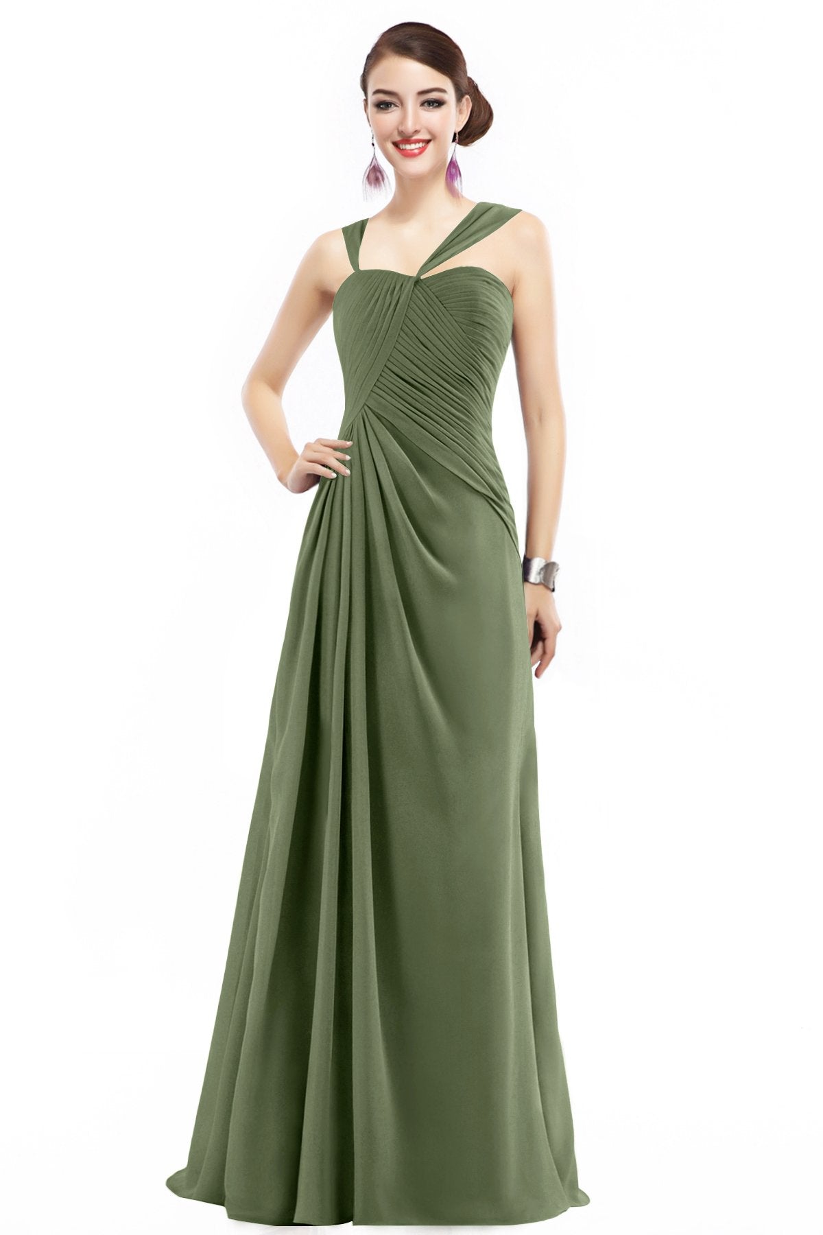 COCOMELODY Sheath Floor Length Chiffon Bridesmaid Dress COZF1401F 