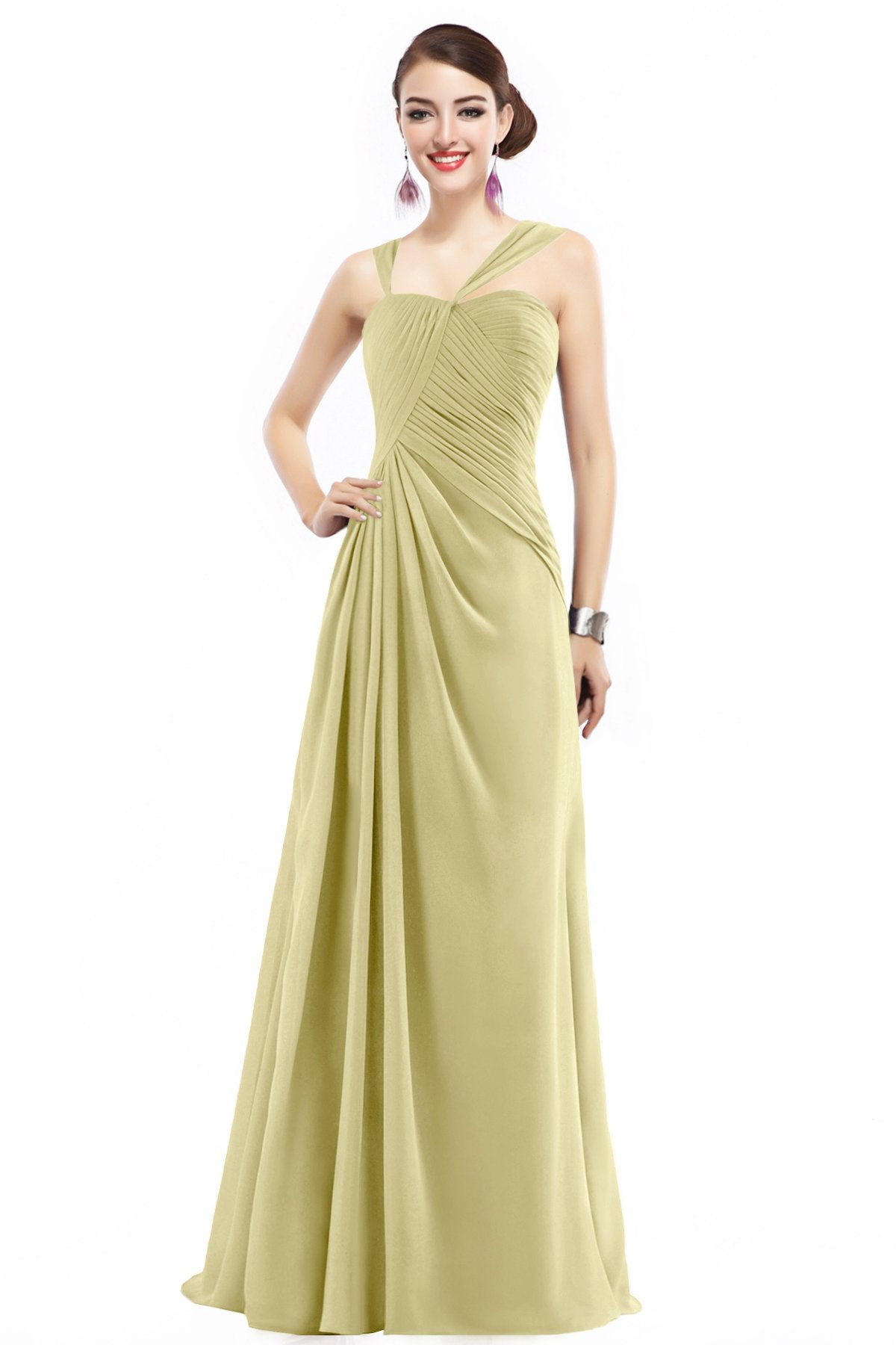 COCOMELODY Sheath Floor Length Chiffon Bridesmaid Dress COZF1401F 