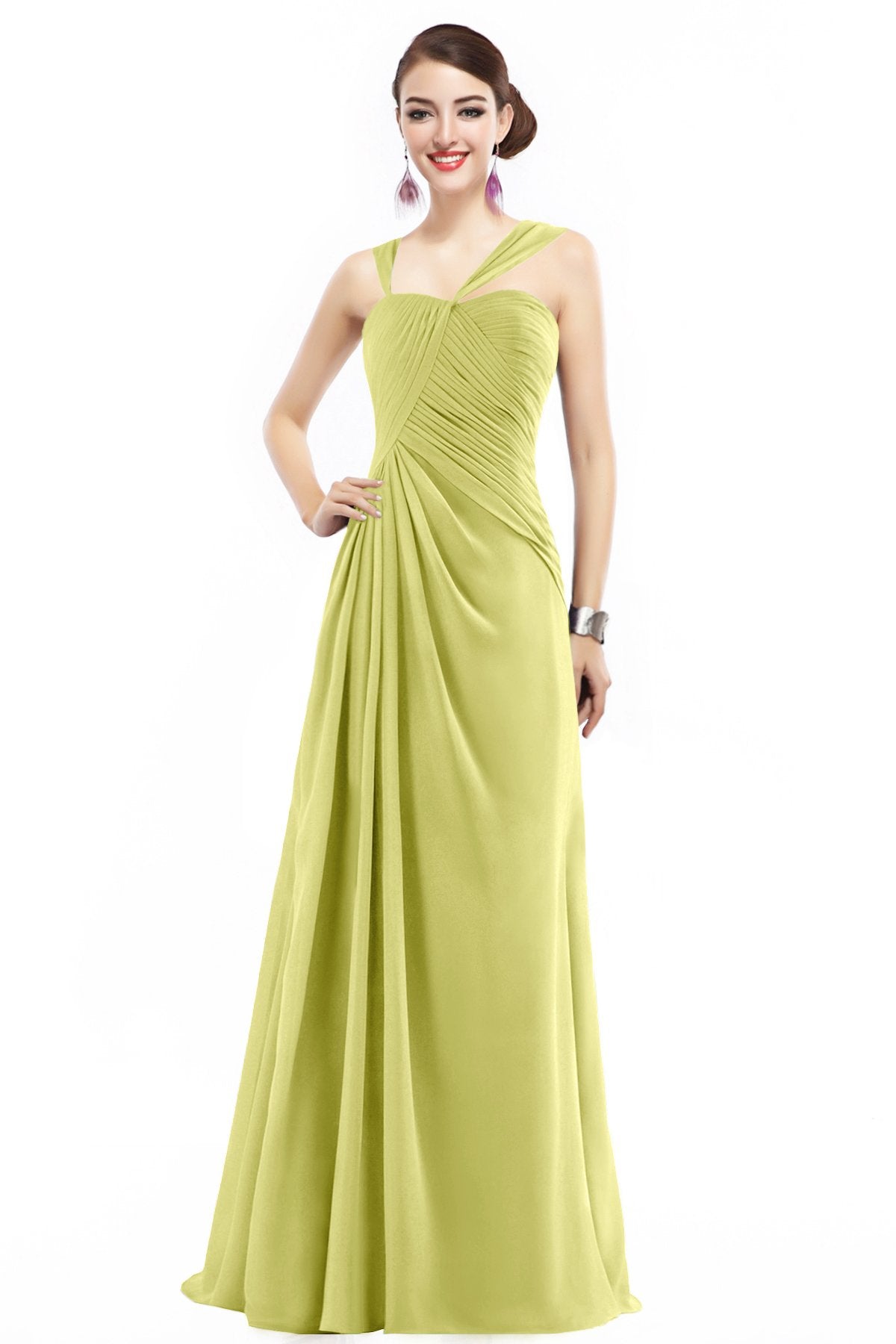 COCOMELODY Sheath Floor Length Chiffon Bridesmaid Dress COZF1401F 