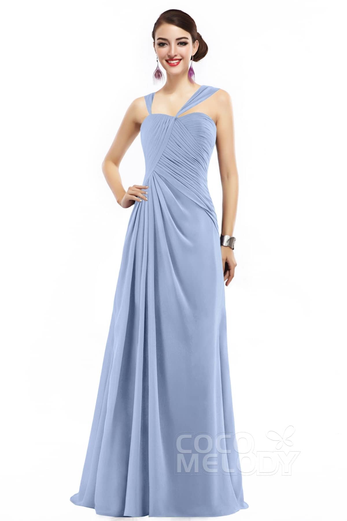 COCOMELODY Sheath Floor Length Chiffon Bridesmaid Dress COZF1401F 