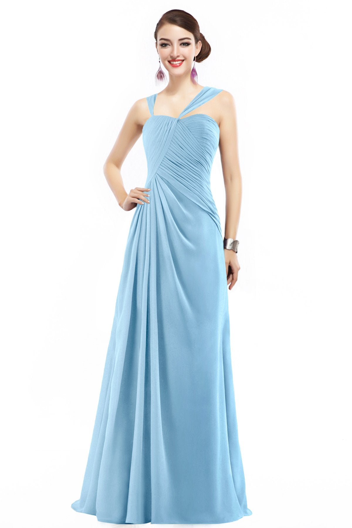 COCOMELODY Sheath Floor Length Chiffon Bridesmaid Dress COZF1401F 