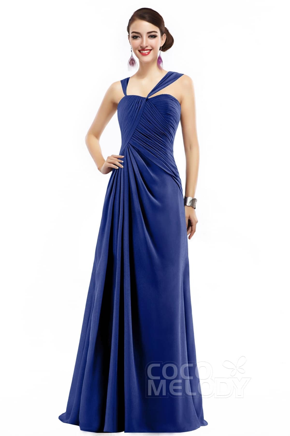 COCOMELODY Sheath Floor Length Chiffon Bridesmaid Dress COZF1401F 