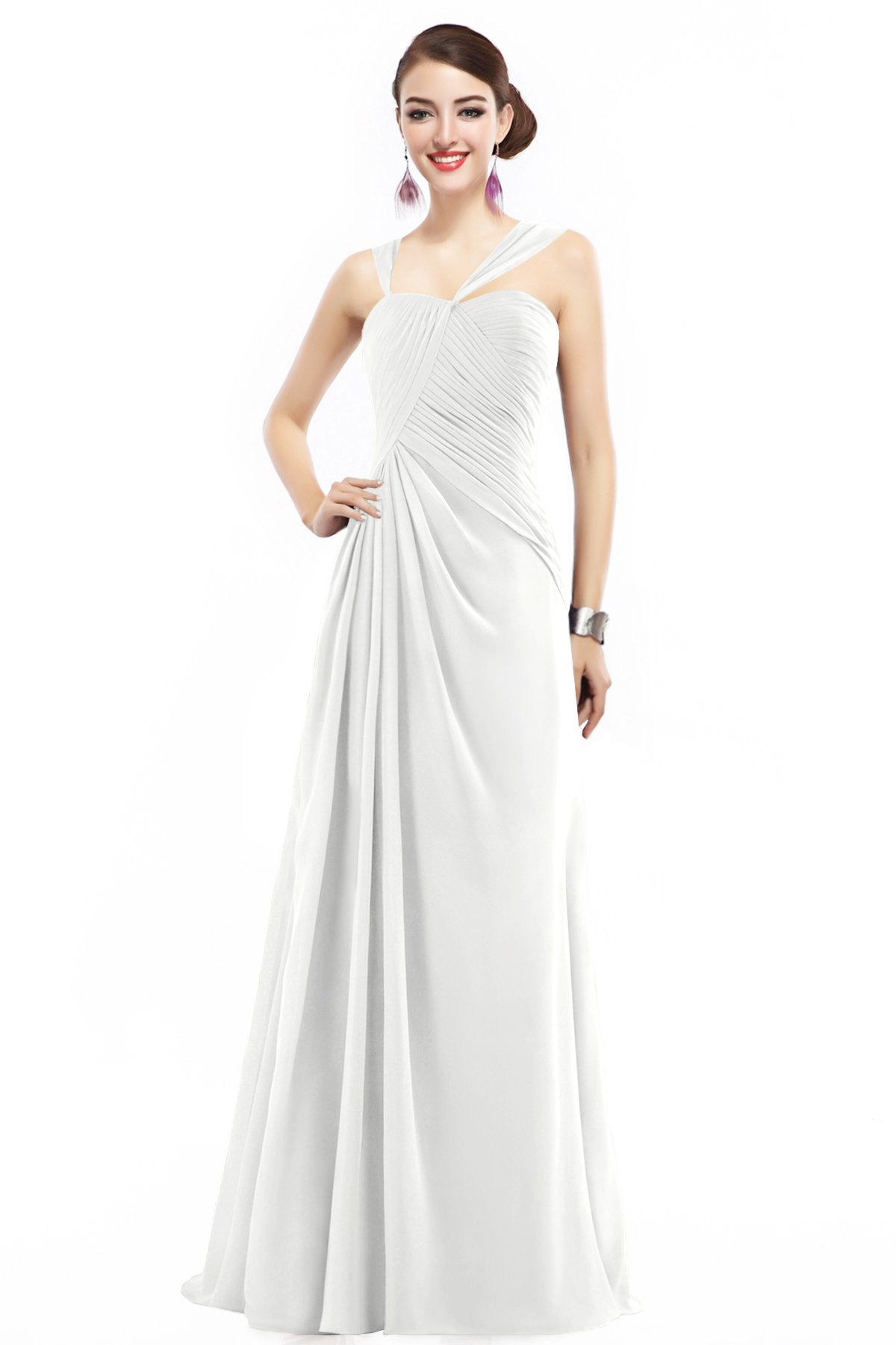 COCOMELODY Sheath Floor Length Chiffon Bridesmaid Dress COZF1401F 