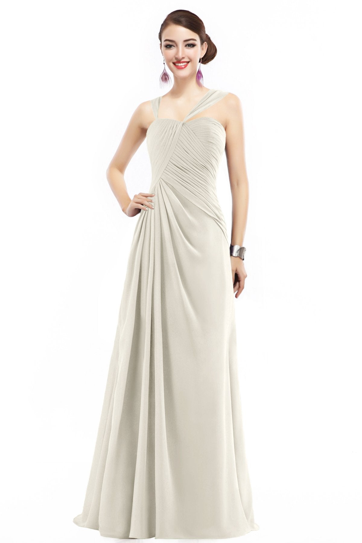 COCOMELODY Sheath Floor Length Chiffon Bridesmaid Dress COZF1401F 