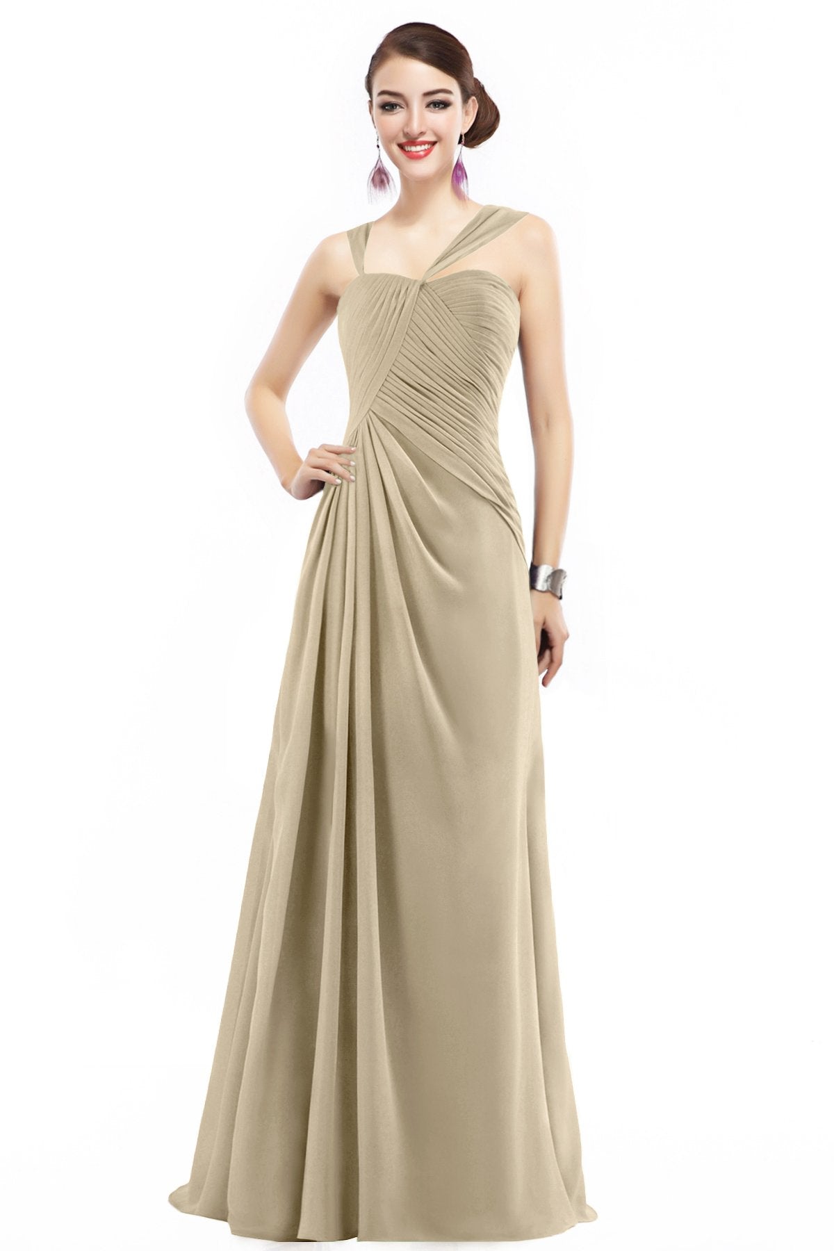 COCOMELODY Sheath Floor Length Chiffon Bridesmaid Dress COZF1401F 