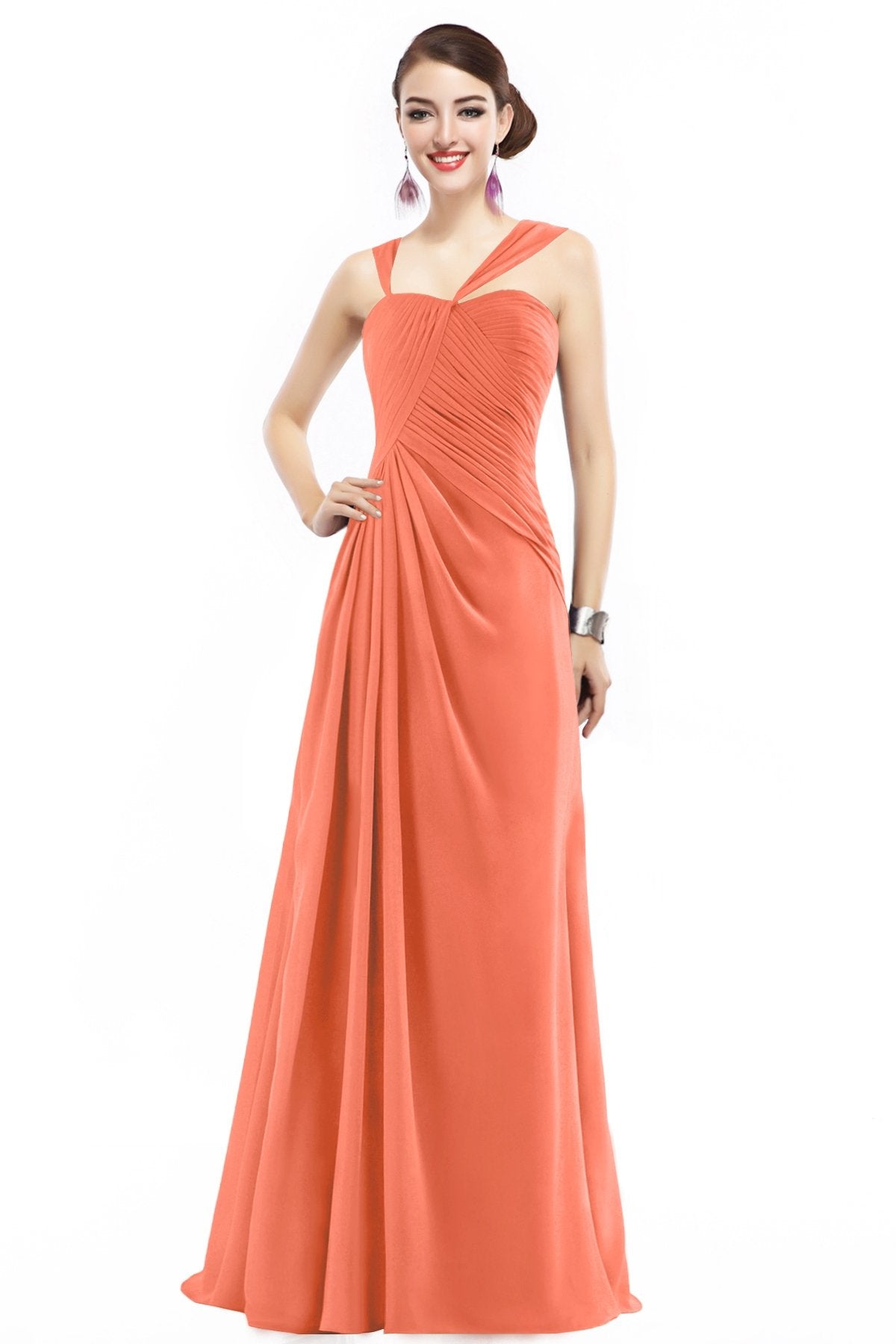 COCOMELODY Sheath Floor Length Chiffon Bridesmaid Dress COZF1401F 