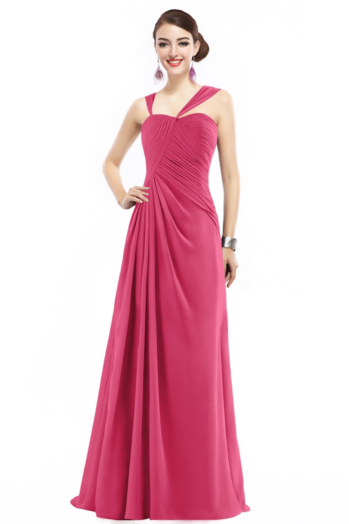 COCOMELODY Sheath Floor Length Chiffon Bridesmaid Dress COZF1401F 