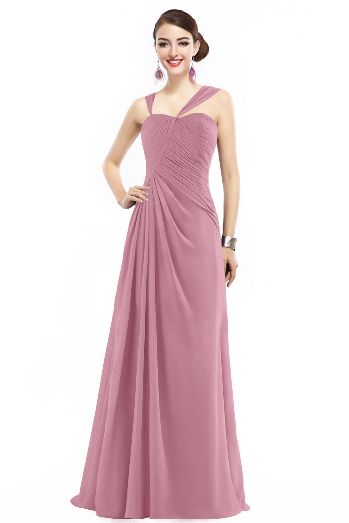 COCOMELODY Sheath Floor Length Chiffon Bridesmaid Dress COZF1401F 