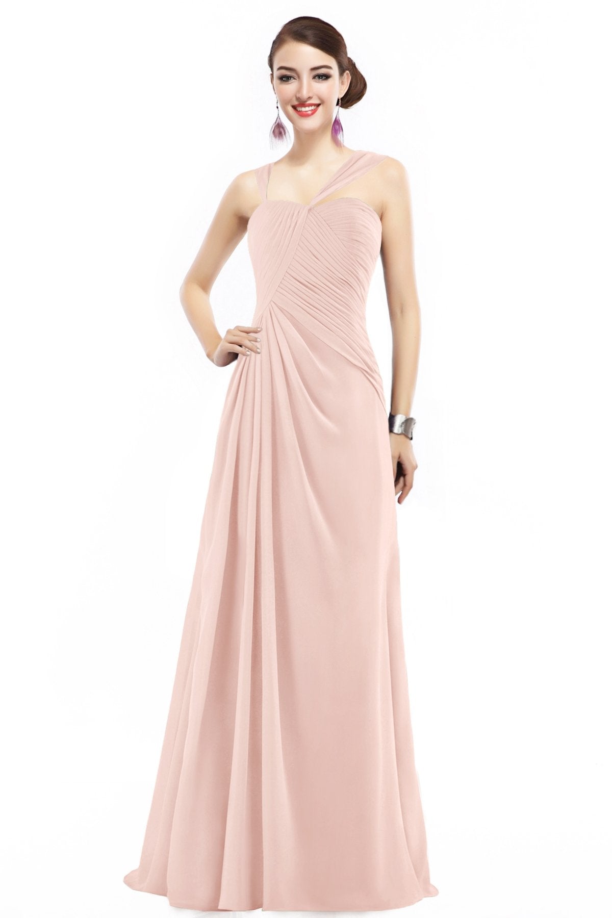 COCOMELODY Sheath Floor Length Chiffon Bridesmaid Dress COZF1401F 