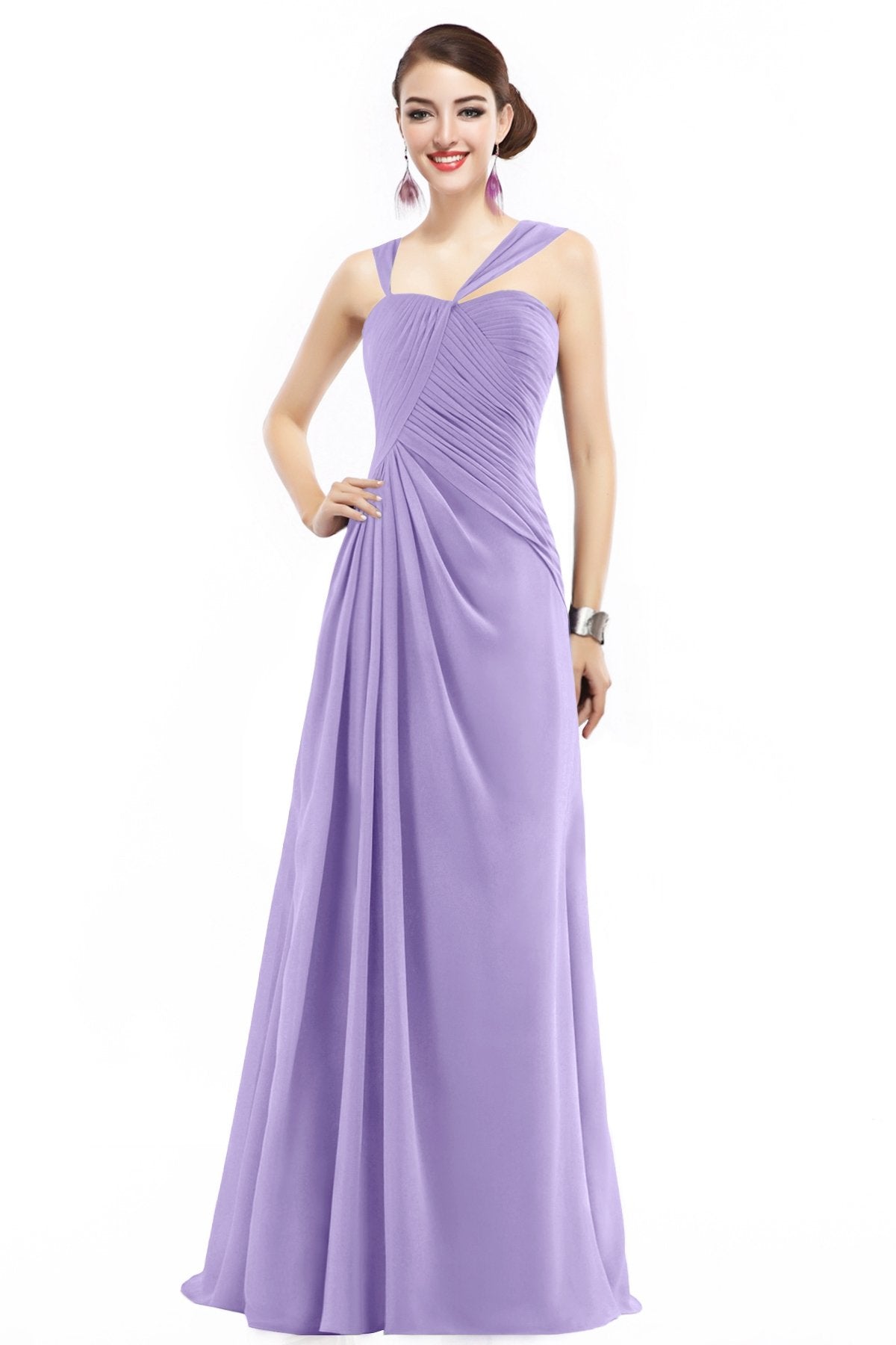 COCOMELODY Sheath Floor Length Chiffon Bridesmaid Dress COZF1401F 