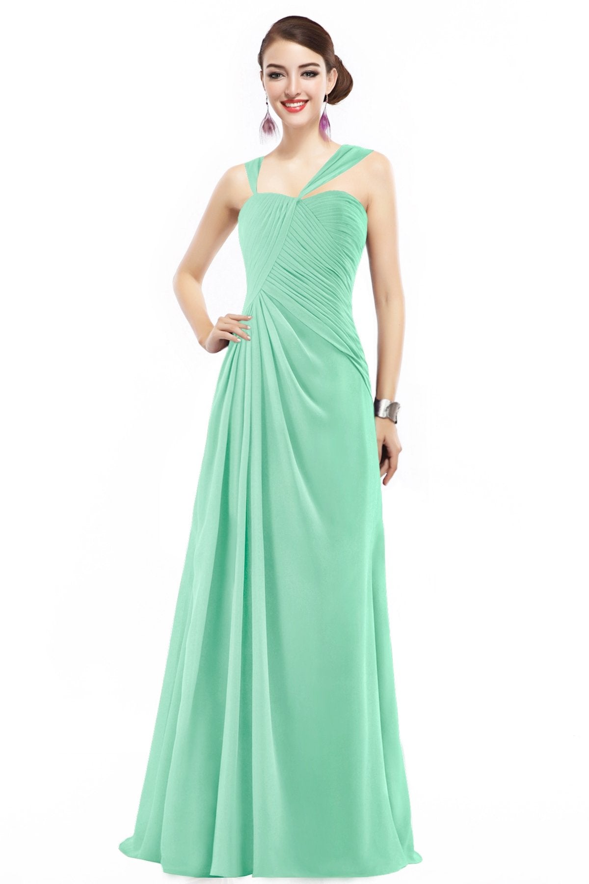 COCOMELODY Sheath Floor Length Chiffon Bridesmaid Dress COZF1401F 